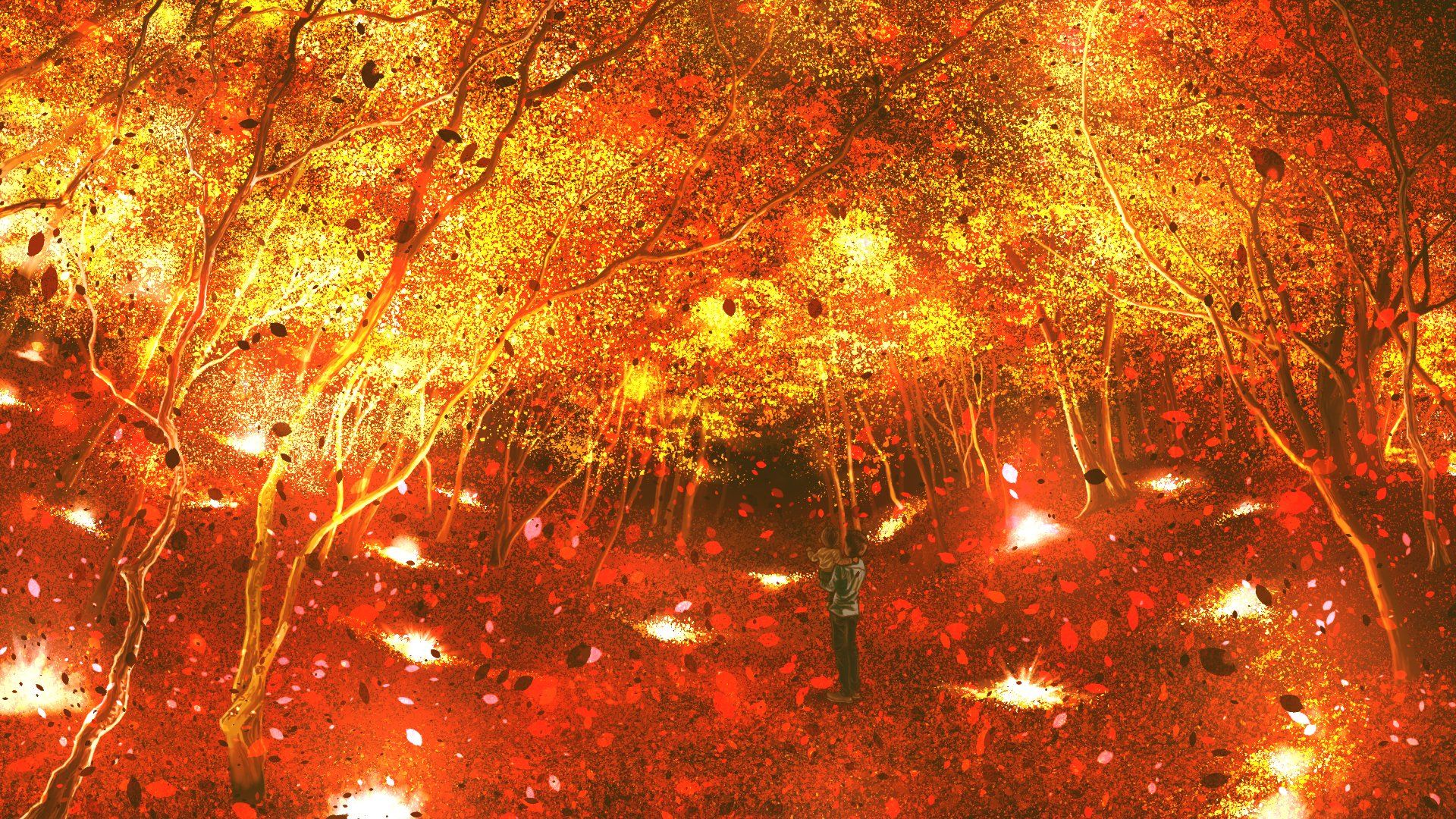 1920x1080 Anime Autumn Forest HD Wallpaper
