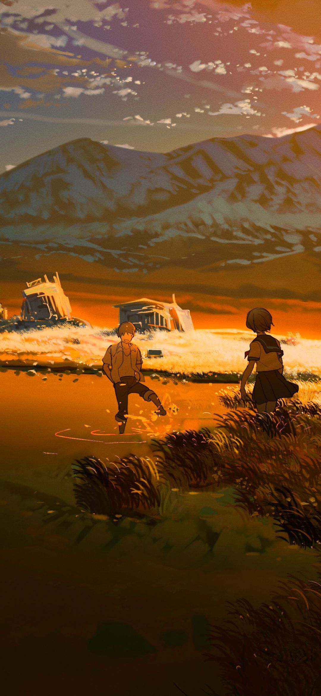 1080x2340 Phone wallpaper: Anime, Nature, Sunset 1385964
