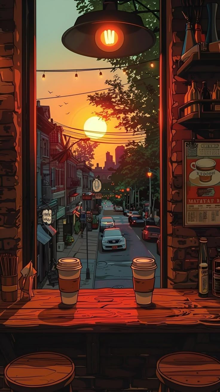 736x1313 Anime Cityscape With Orange Rooftops. Anime City Sunset Wallpaper, Anime Style Cityscape With Sunset, Dreamy