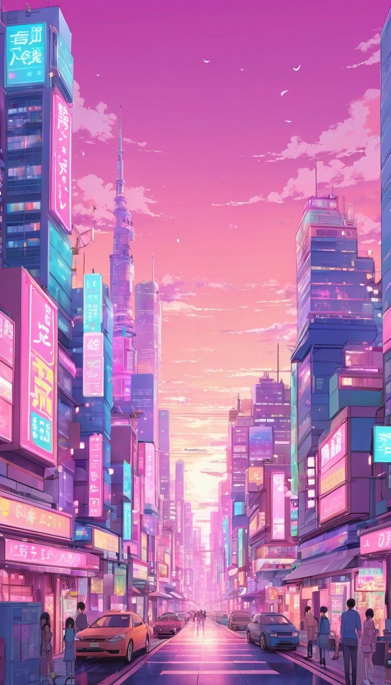 768x1344 pastel lilak pink aestetic cyberpunk cityscape wallpaper Prompts. Stable Diffusion Online