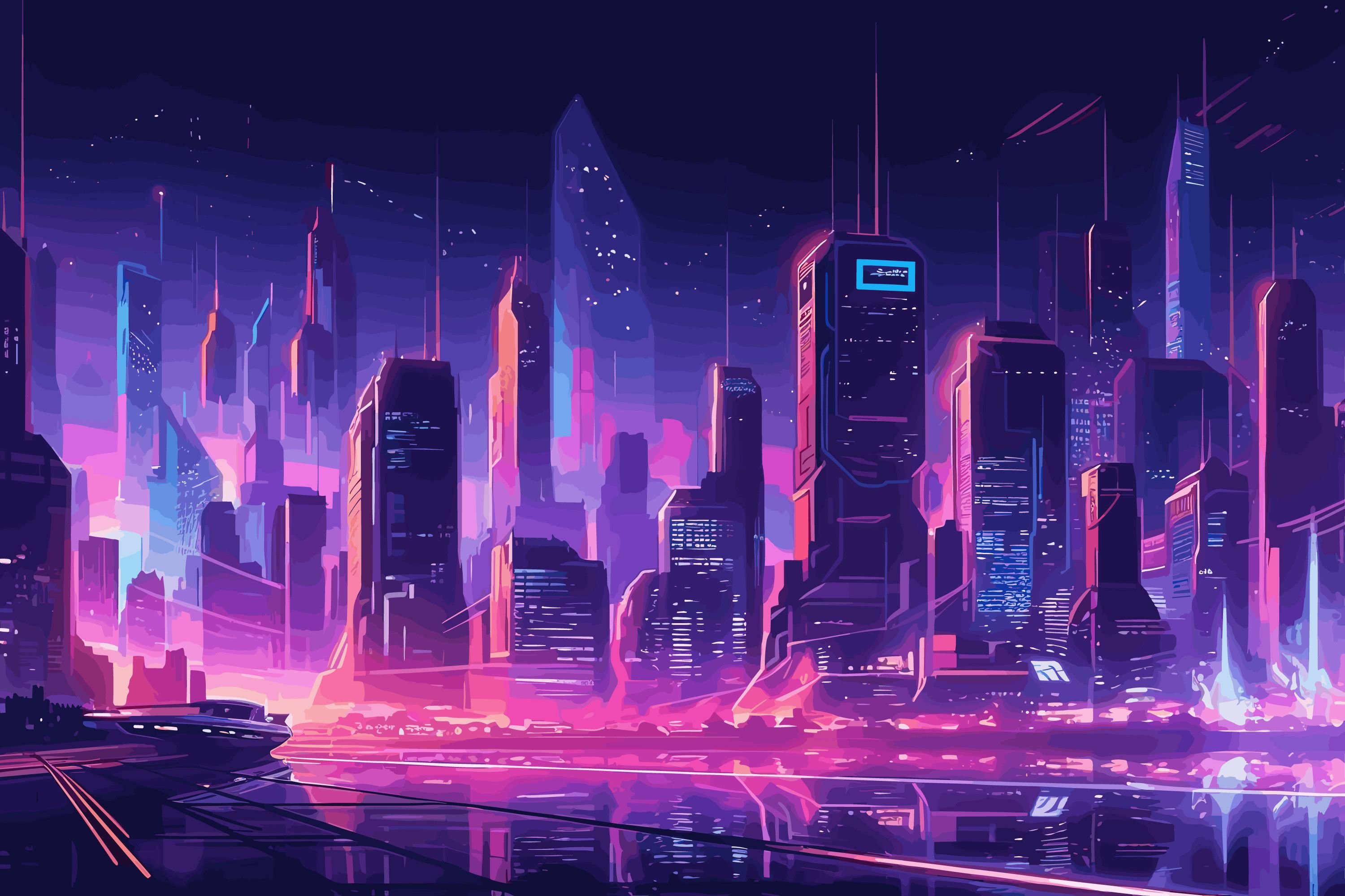 3000x2000 Cyberpunk City Street. Sci Fi Wallpaper Graphic By Saydurf · Creative Fabrica