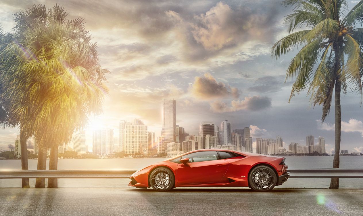 1263x750 Wallpaper Red Porsche 911 on Beach During Sunset, Background Free Image