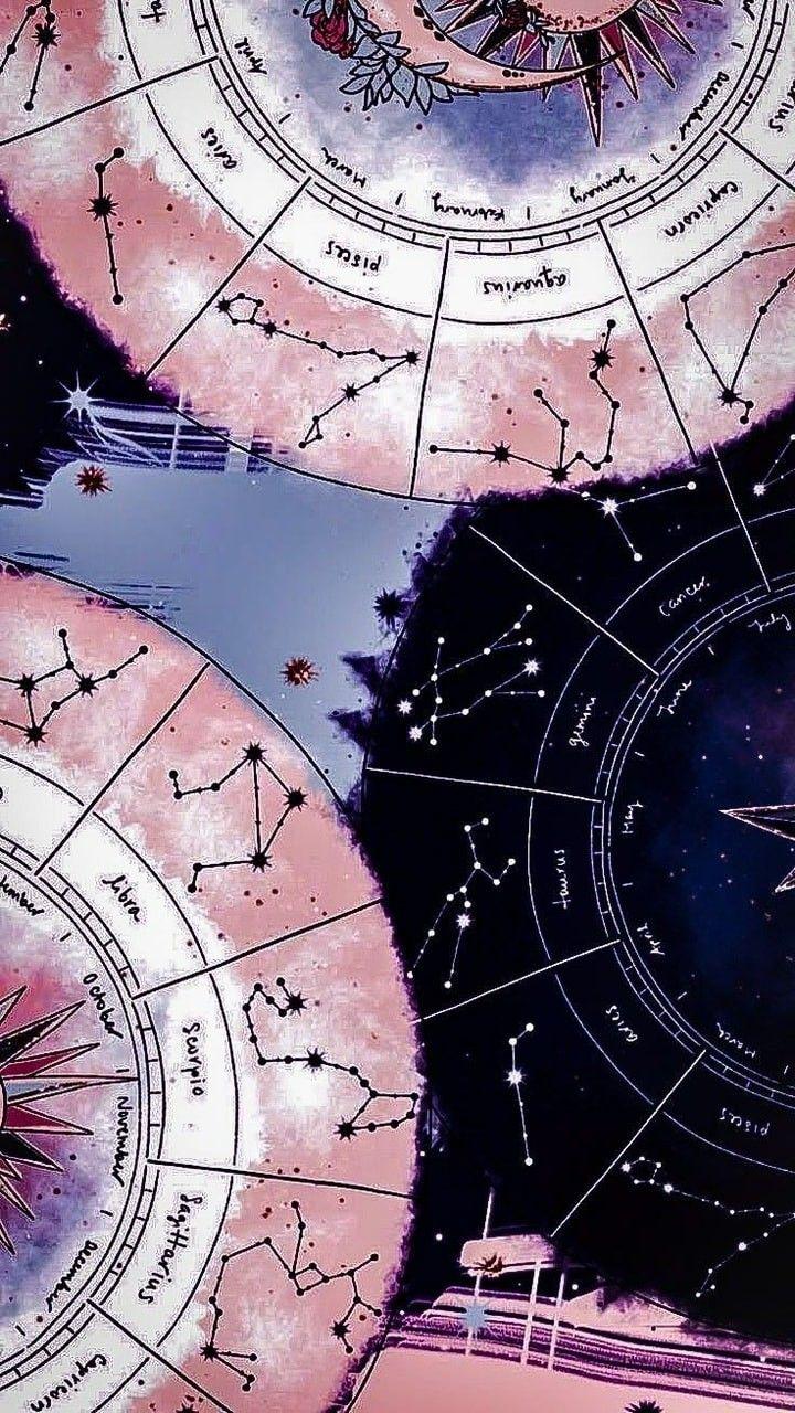 720x1280 Pink and black Zodiac sign wallpaper. Yw