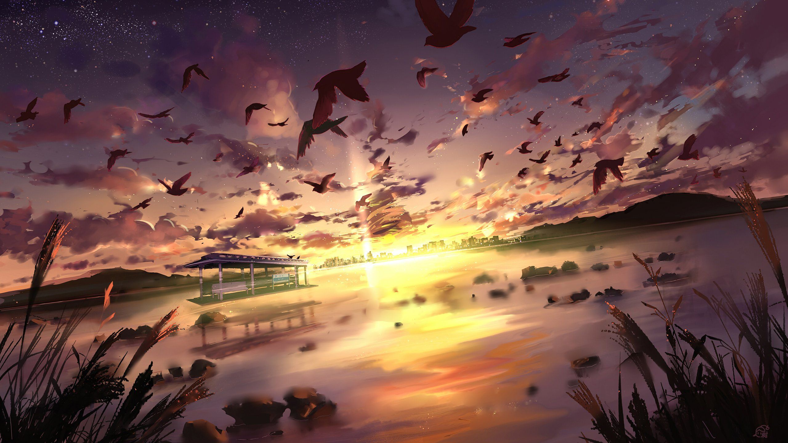 2559x1440 Anime Landscape Wallpaper 105809