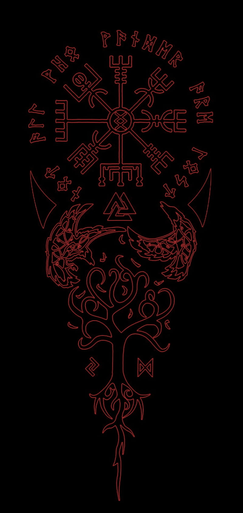 800x1689 Vegvisir, Viking, Norse, Symbol, HD phone wallpaper