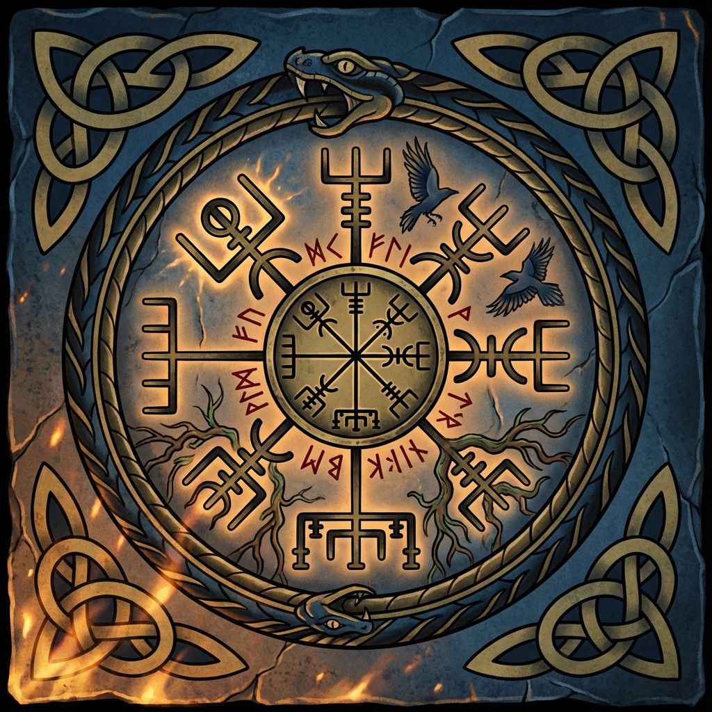 1024x1024 Download Viking Mystical Symbols Image, Viking, Compass