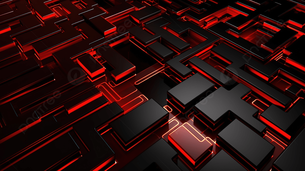 1200x673 Bold And Dynamic 3D Illustration Of Black And Red Abstract Technology Pattern, Tech Wallpaper, Modern Wallpaper, Futuristic Banner Background Image And Wallpaper for Free Download