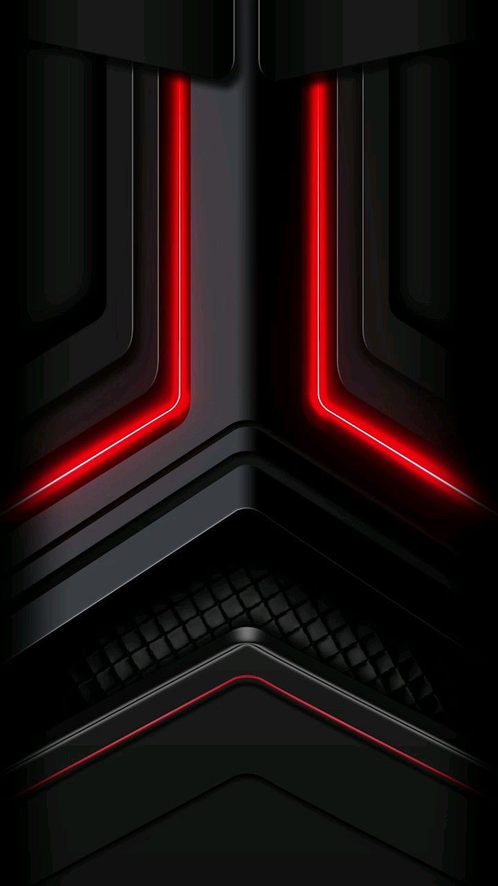 720x1280 Abstract Black and Red Neon Lights Wallpaper. Black and red tech background, Dark futuristic design, Gaming pc wallpaper ideas