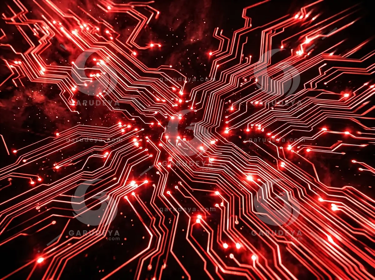 1200x896 Red Futuristic Circuit Trace Abstract Tech Wallpaper