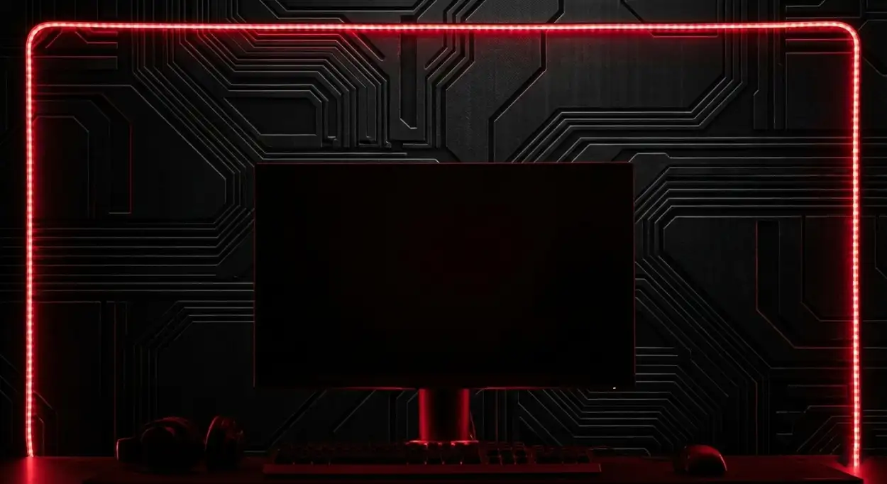 1250x682 Black Cinematic Youtube Thumbnail Background with Red Neon
