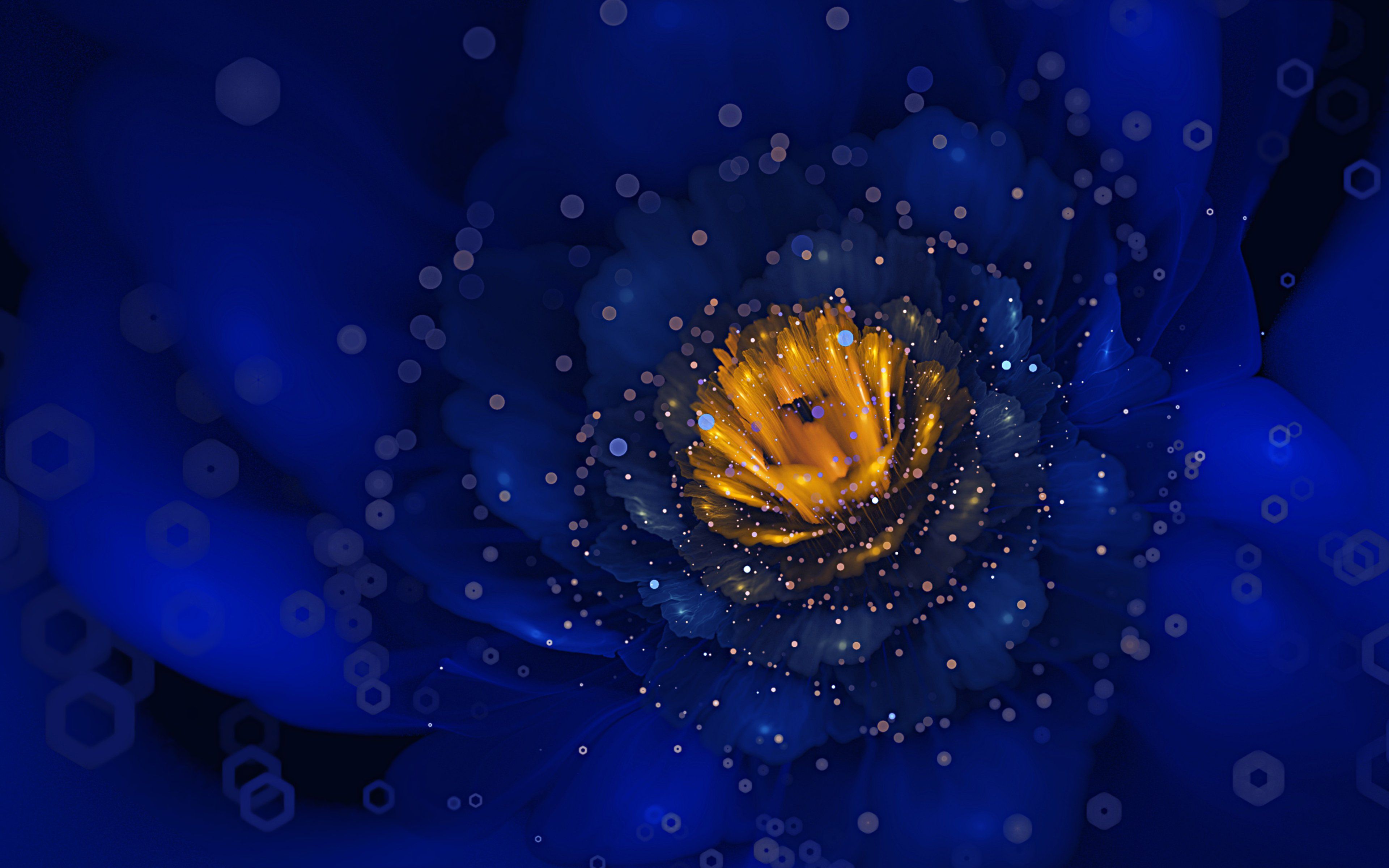 3840x2400 Digital blue flower up close Wallpaper 4K for Desktop