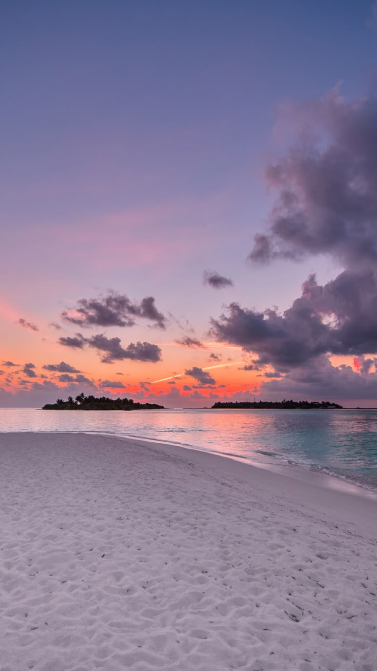 736x1308 Beach, island, sunset, clouds, nature, 1080x1920 wallpaper