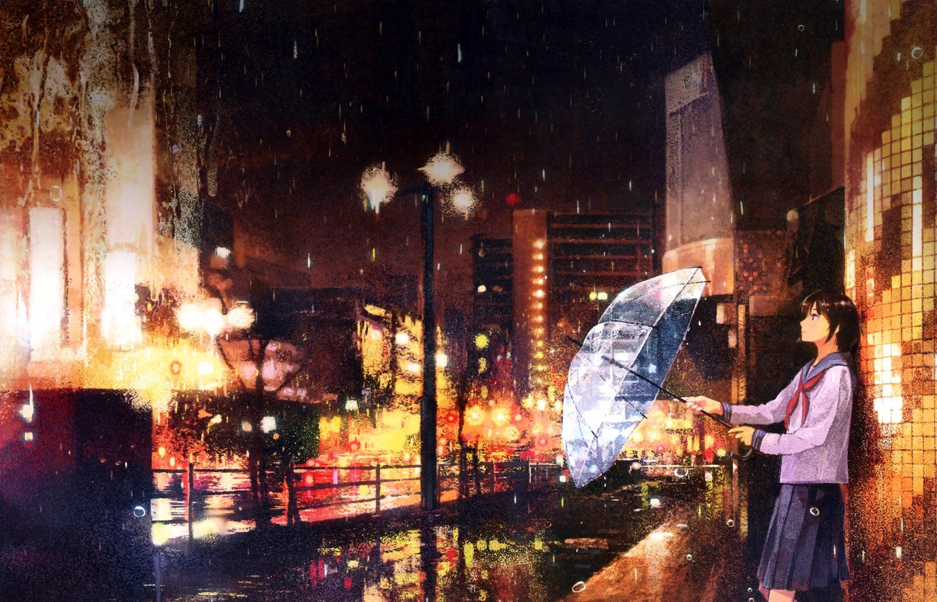 1920x1234 City Night Rain Original 8K Ultra HD Wallpaper