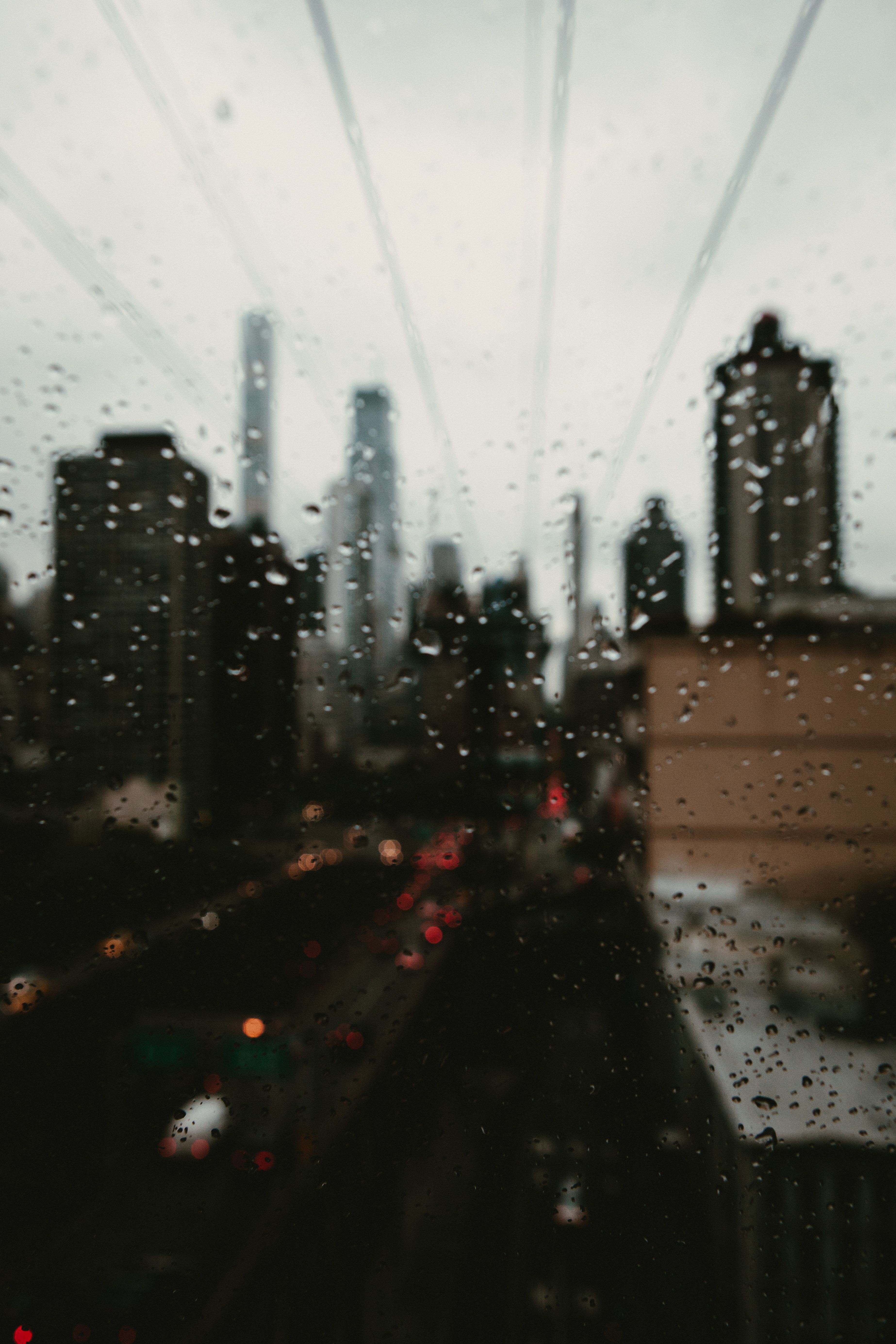 3693x5540 City Street on a Rainy Day Seen through a Window · Free