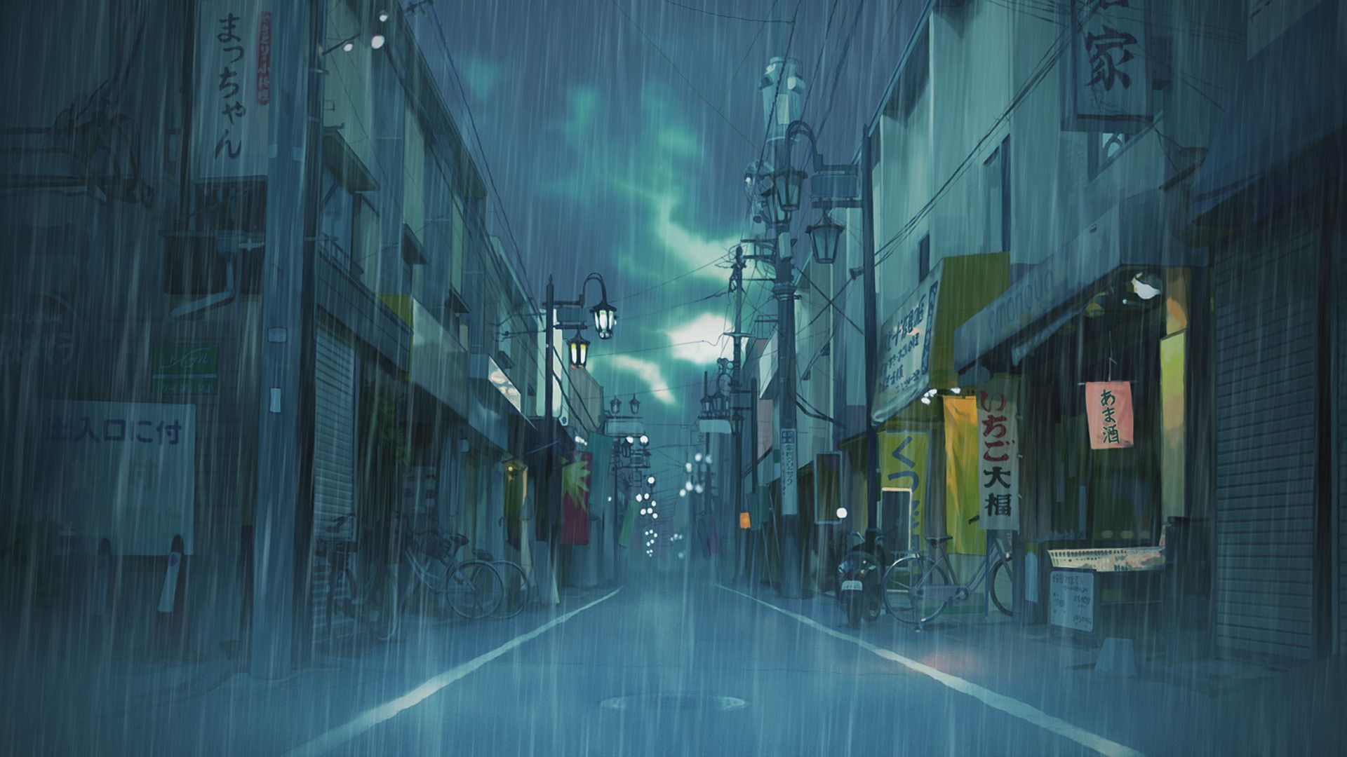 1920x1080 Satoshi Ueda rainy town of Japan BG