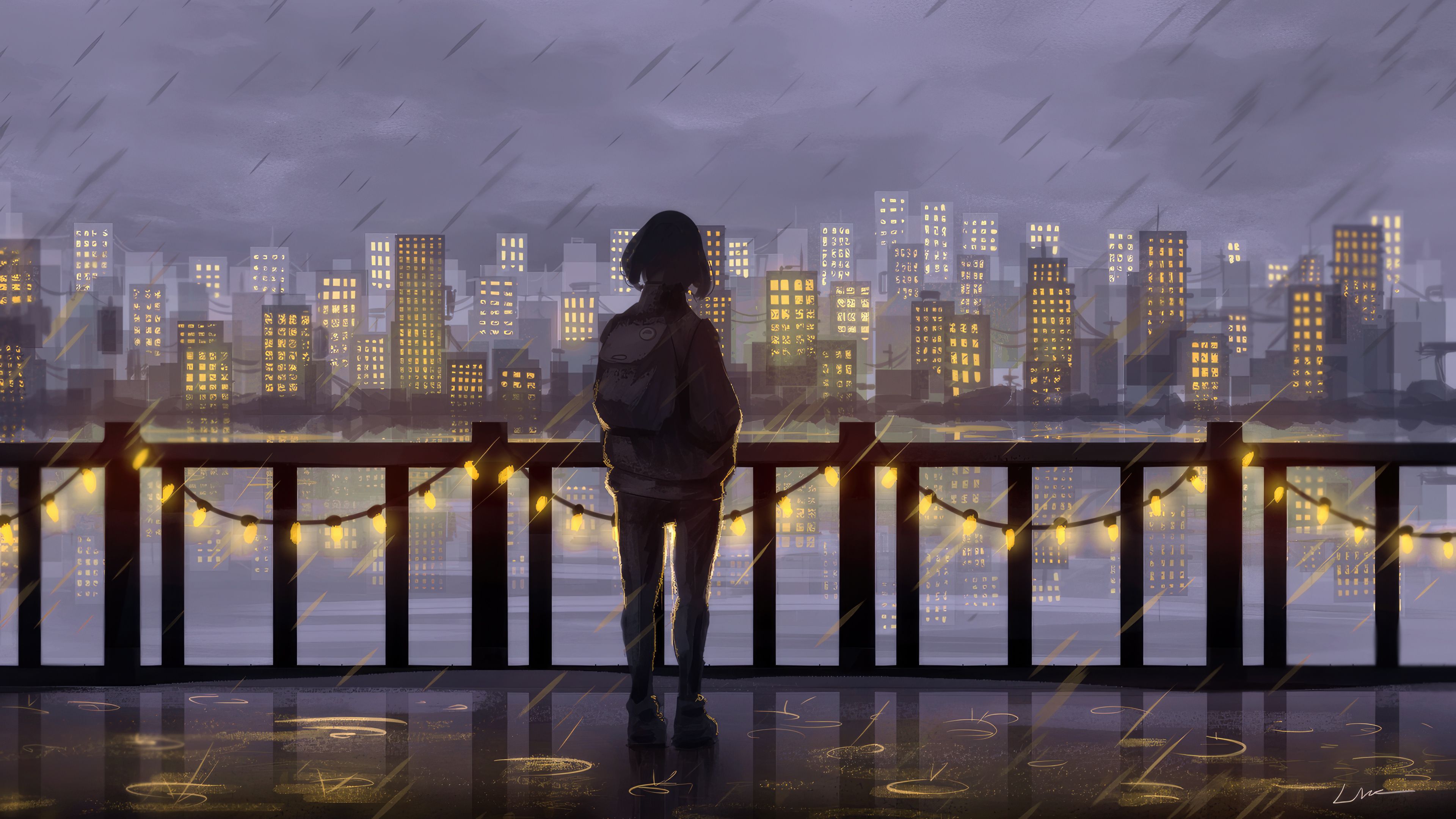 3840x2160 Rainy City And Thoughts Anime Girl Wallpaper, HD Anime Wallpaper, 4k Wallpaper, Image, Background, Photos and Picture