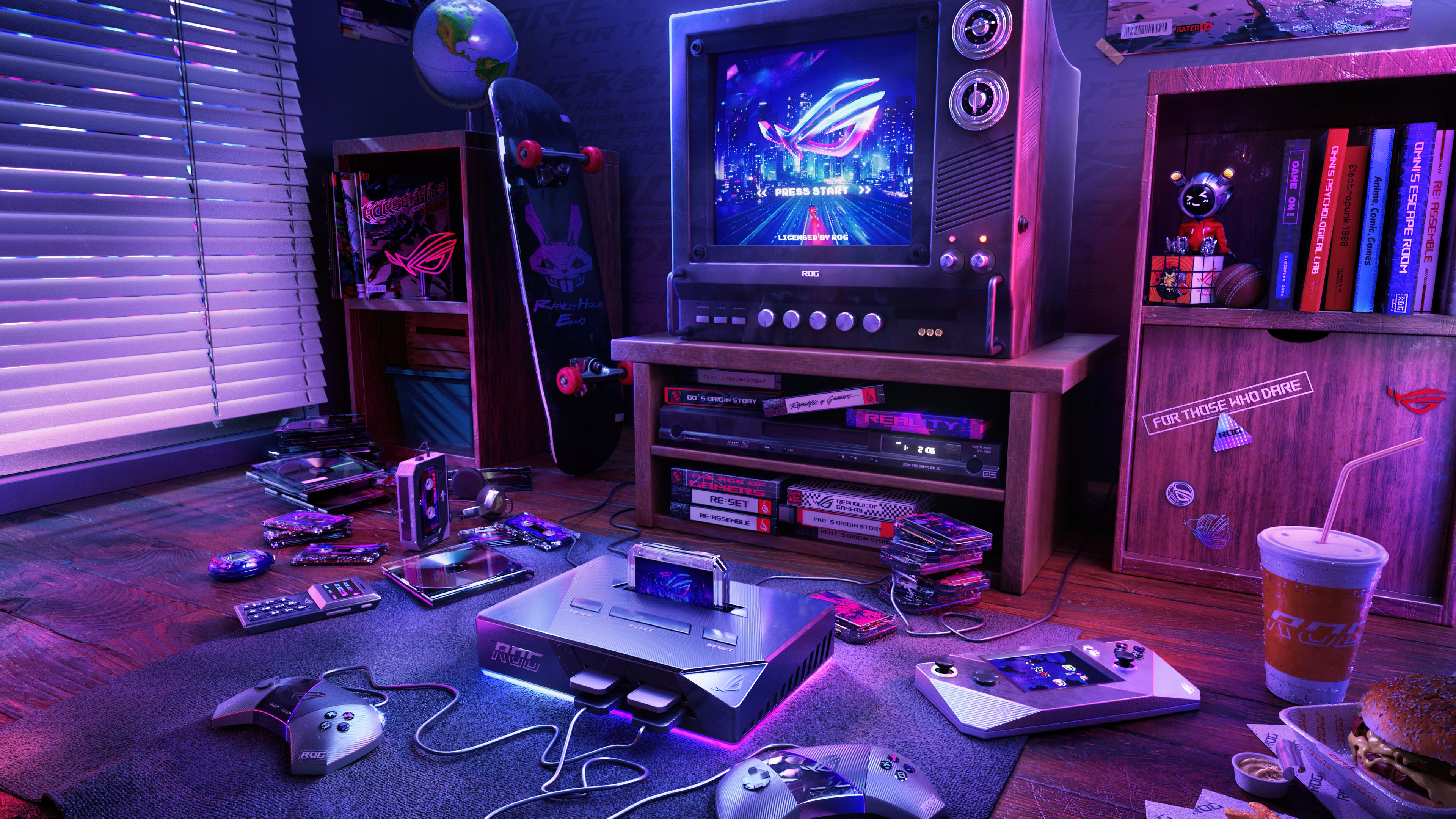 3840x2160 ASUS ROG Wallpaper 4K, Gaming room, Retro style