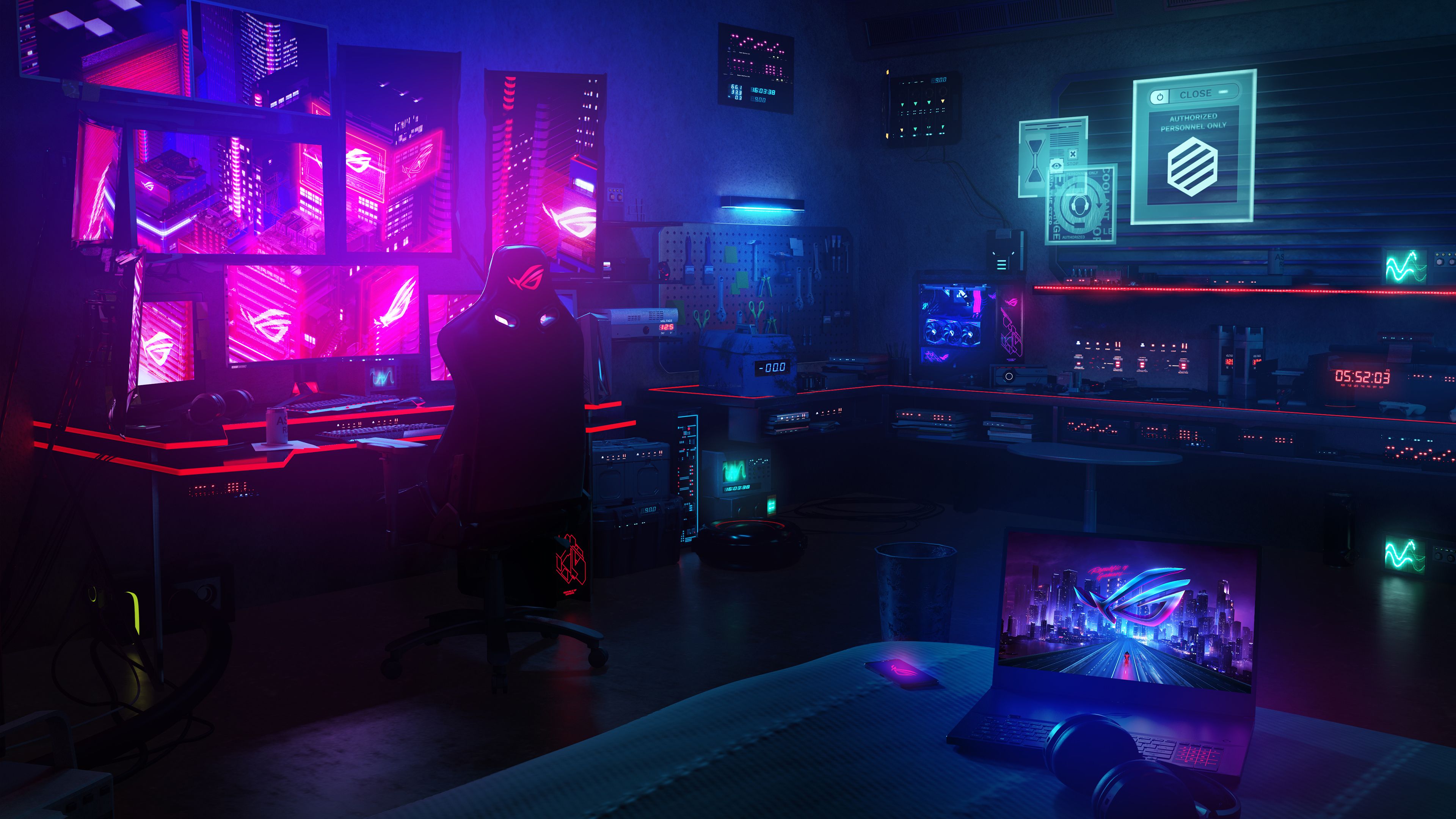 3840x2160 Desktop wallpaper: Technology, Asus Rog, Room 4K free download for PC. 1050853