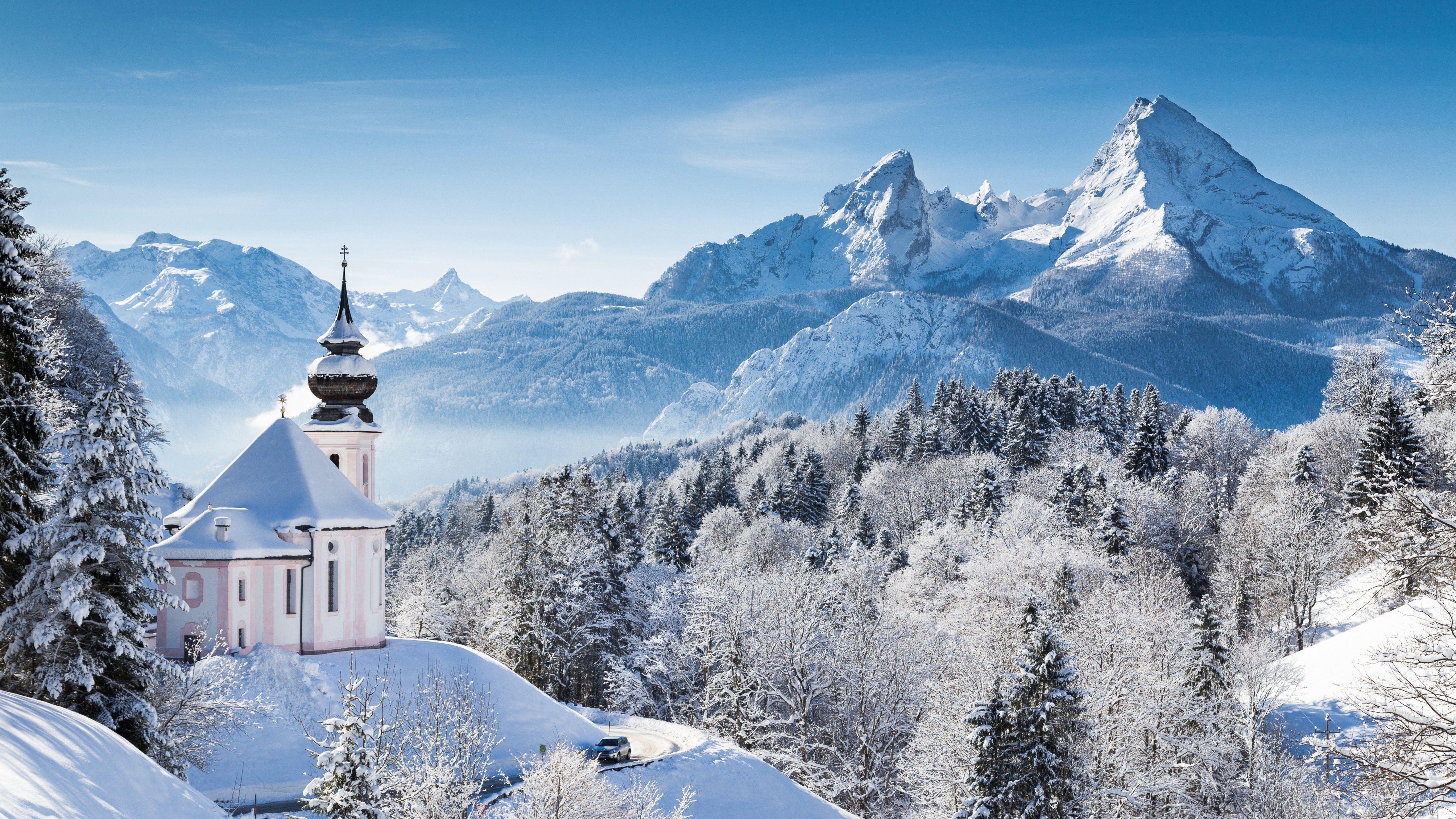 5120x2880 Winter Mountains Desktop Background .