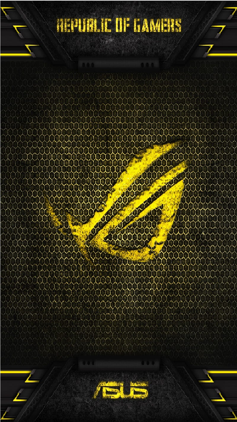 800x1422 Asus ROG yellow, black, dark, energy, game, republic of gamers, rockstar, HD phone wallpaper