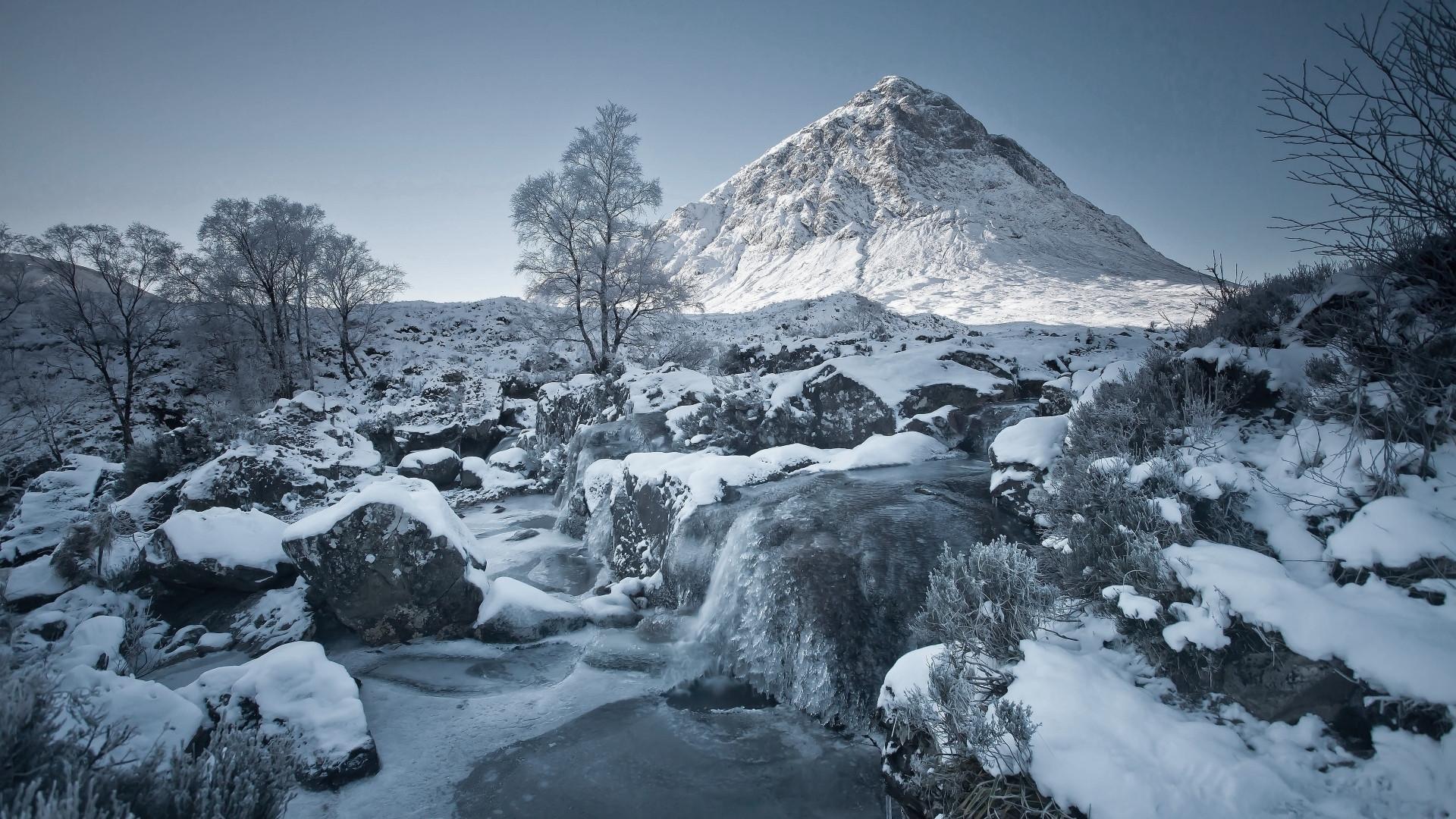 1920x1080 Winter Mountain and River Wallpaper, HD Nature 4K Wallpaper, Image, Photo and Background
