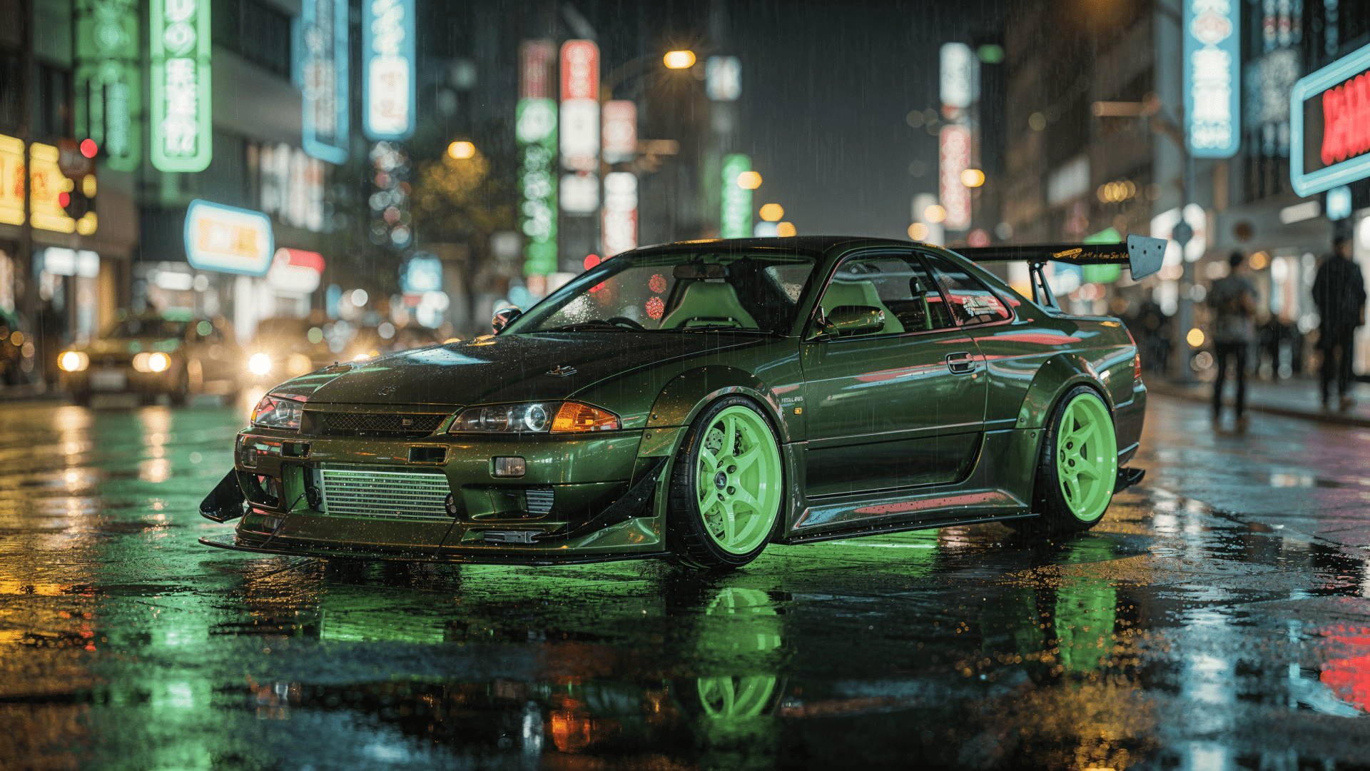 1920x1080 Neon JDM 4K: Emerald Skyline at Midnight