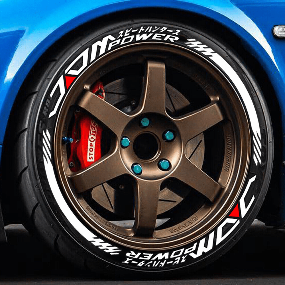 1000x1000 Permanent JDM Tire Lettering Sticker 1.25'' 15''-24'' Wheels 8 Sets For 4 Wheels