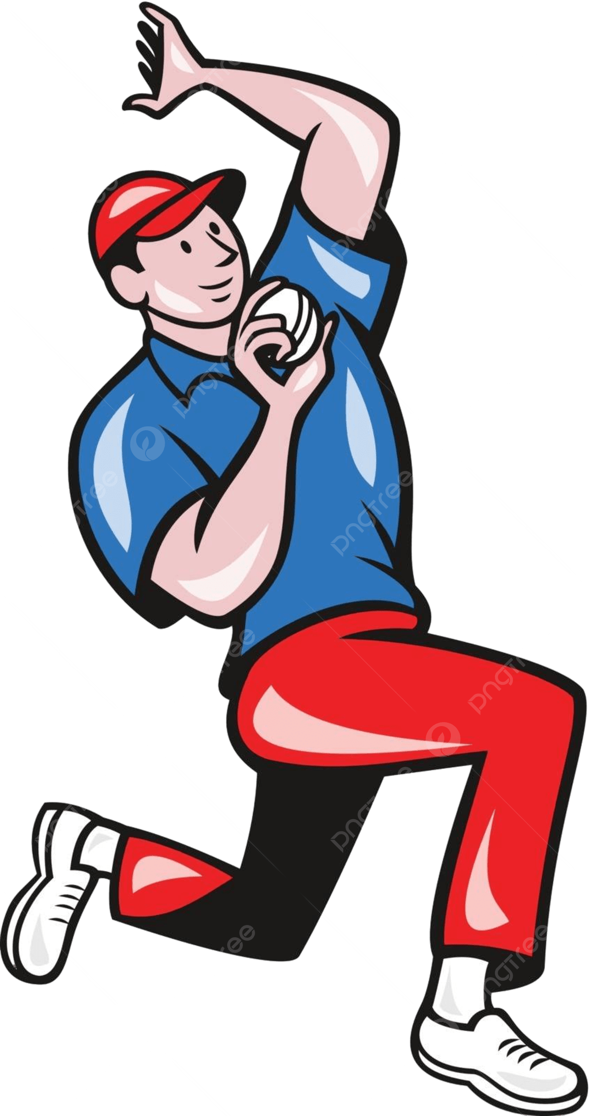1200x2267 Cricket Fast Bowler Bowling Ball Blue Red Cricket Male Sport Vector, Cricket, Male, Sport Illustration Background And Wallpaper For Free Download
