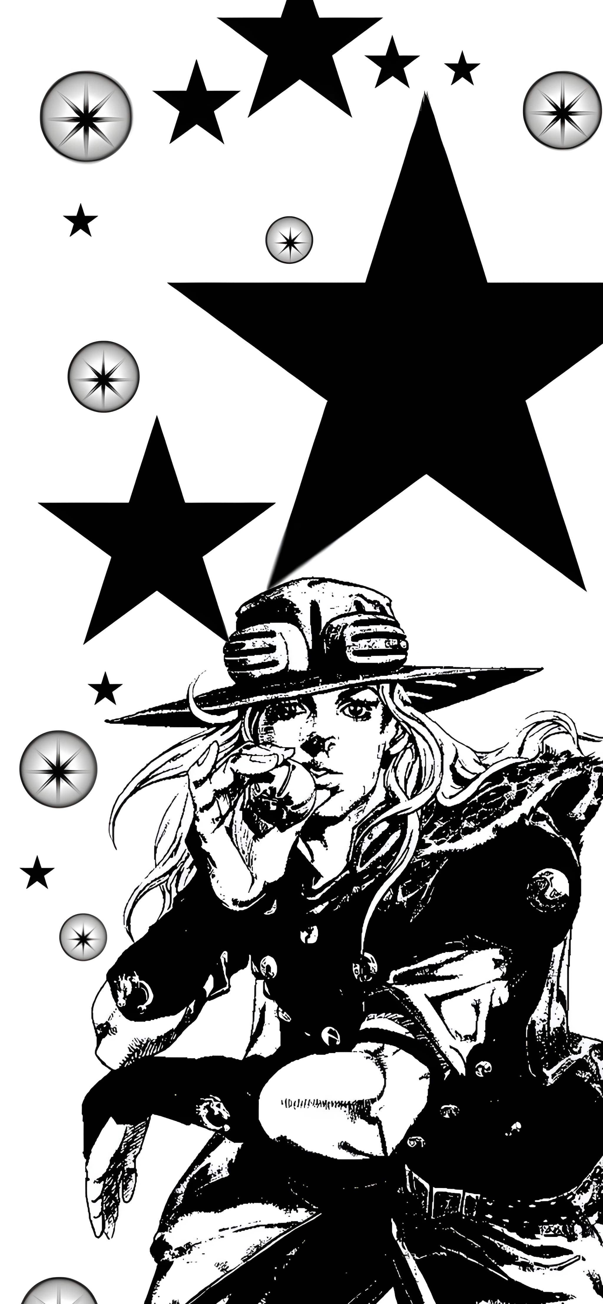 2048x4428 JoJo's Bizarre Adventure Manga Wallpaper Black White Starsx4428