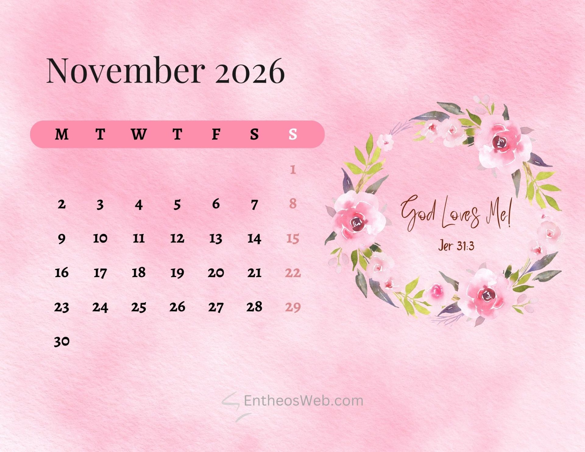 1920x1483 November 2026 Calendar Printables