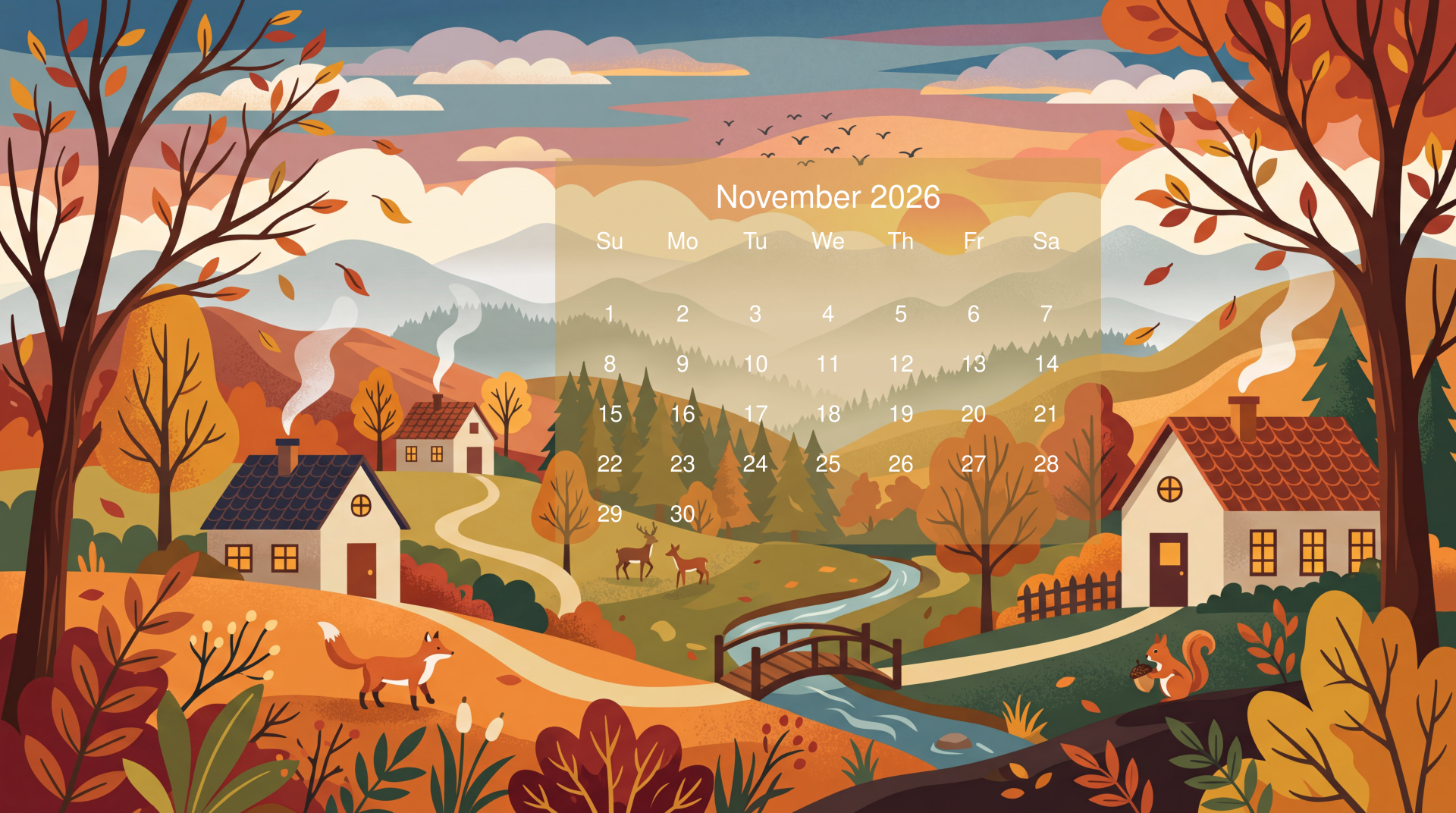 1920x1072 Download November 2026 Calendar 4k Ultra HD Wallpaper