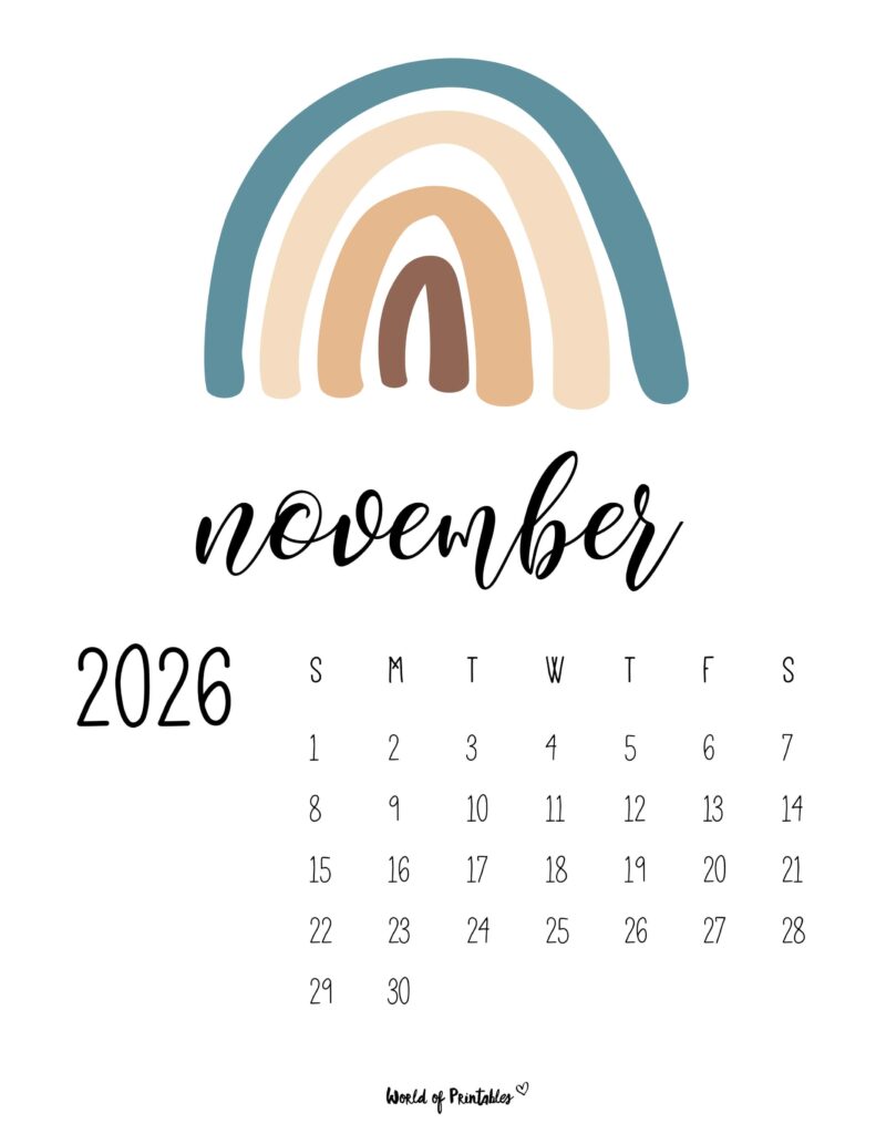 791x1024 November 2026 Calendar Wallpaper