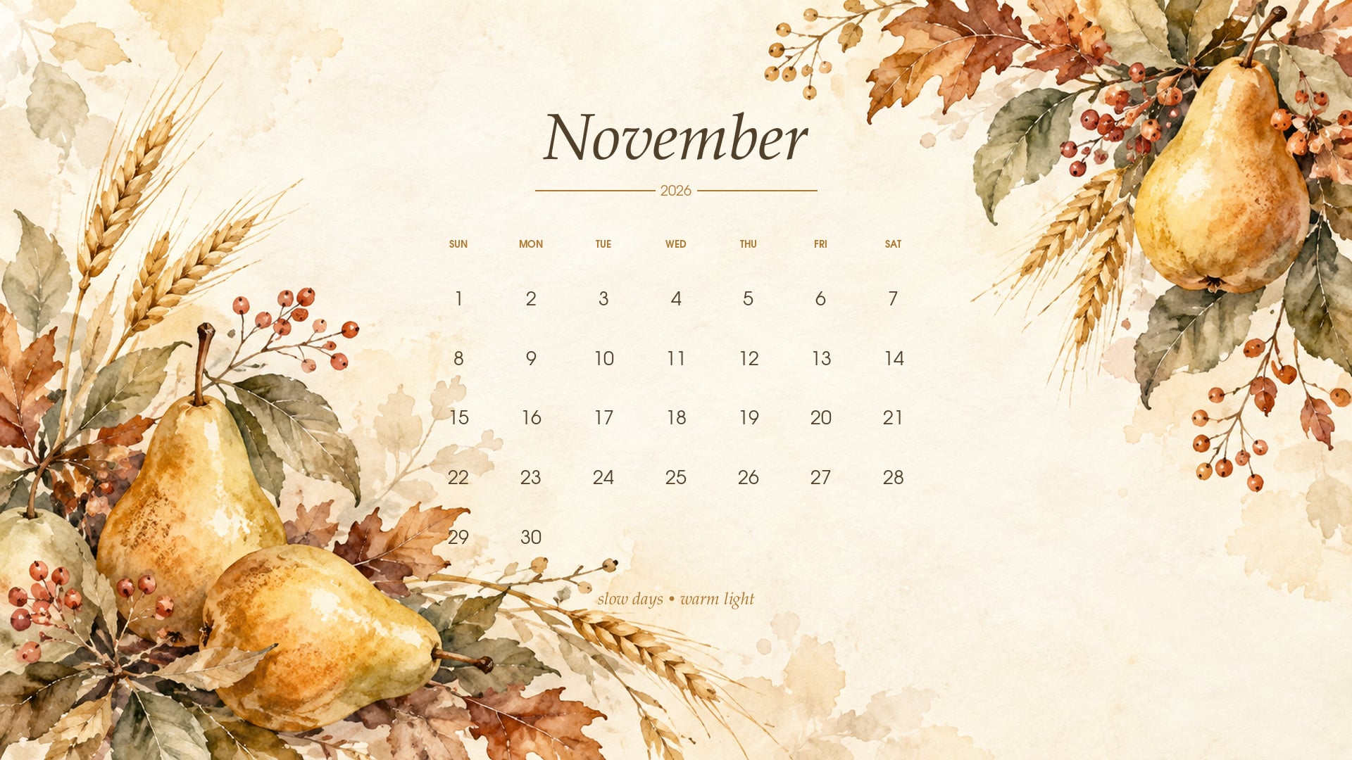 1920x1080 Free November 2026 Desktop Calendar Background