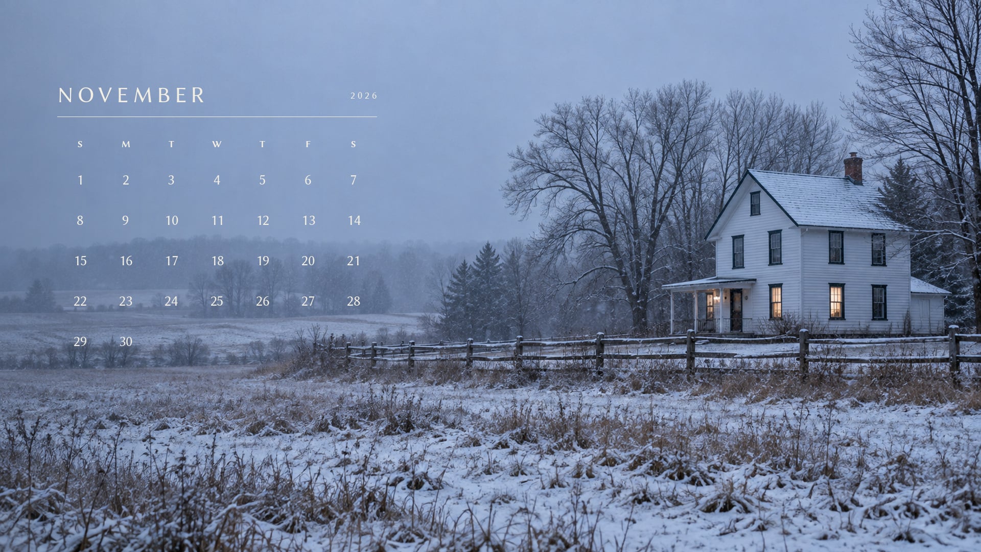 1920x1080 Free November 2026 Desktop Calendar Background