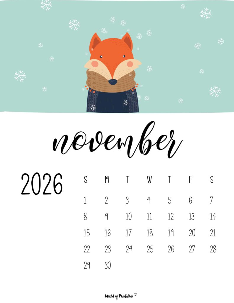 791x1024 Free Printable November 2026 Calendars (Designs)