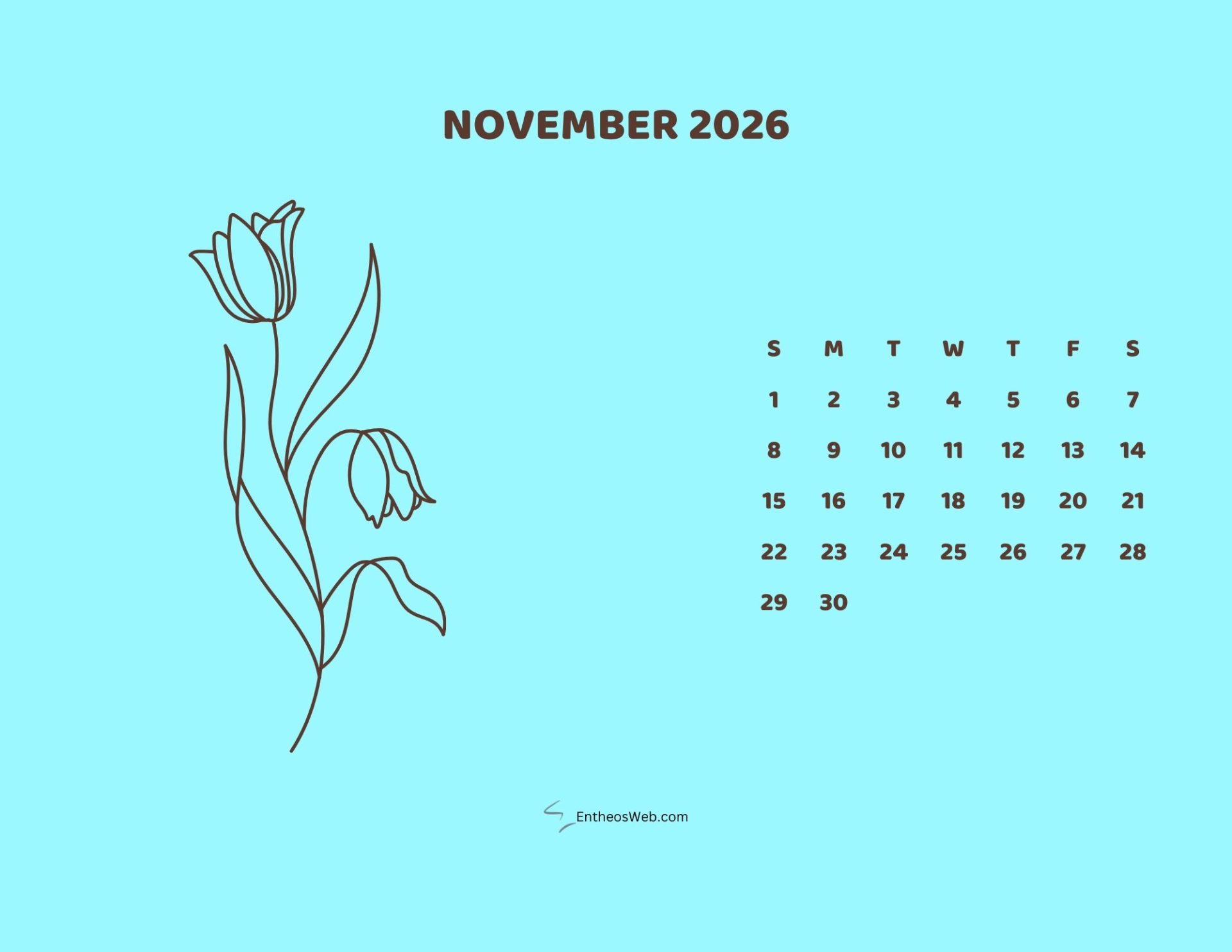 1920x1483 November 2026 Calendar Wallpaper
