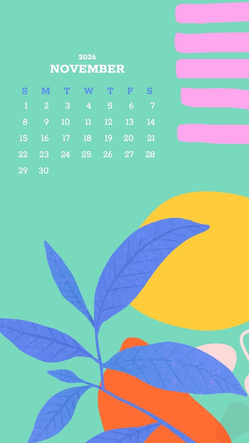 800x1422 November 2021 printable month sketched