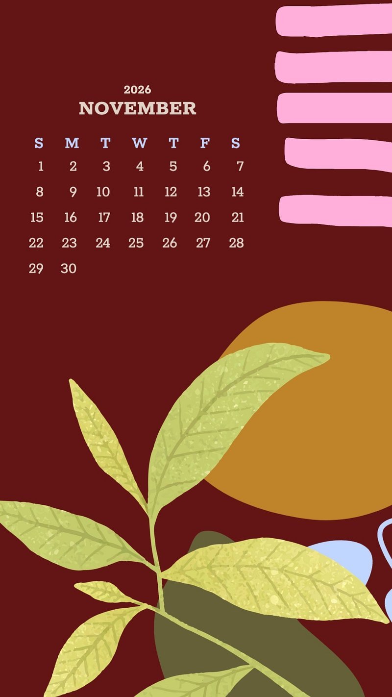 800x1422 November 2021 printable month sketched