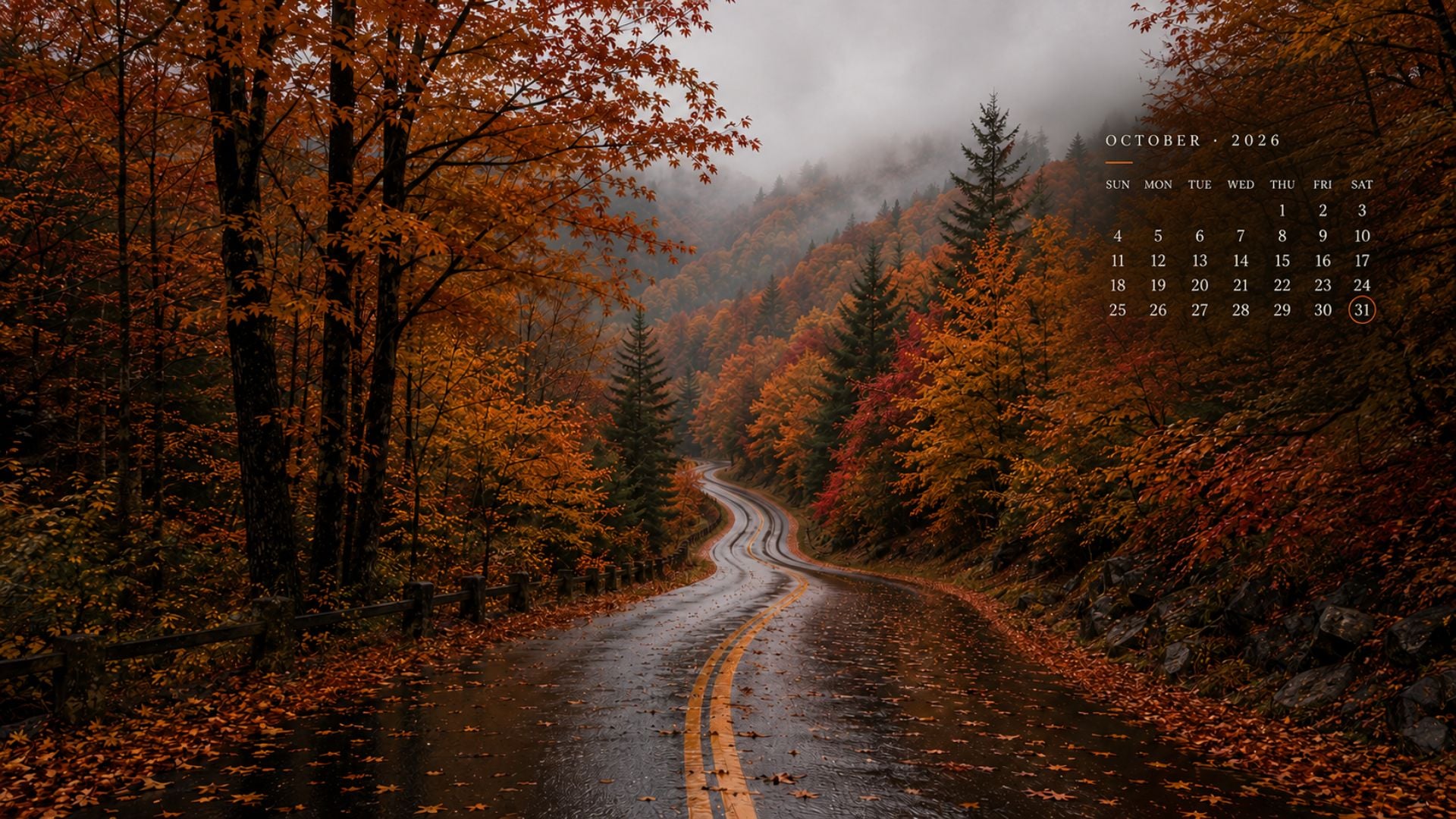 1920x1080 Free October 2026 Desktop Calendar Background