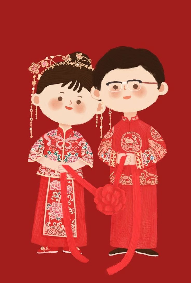 736x1089 Chinese wedding illustration. Chinese wedding cartoon image, Chinese wedding wallpaper, Pengantin china