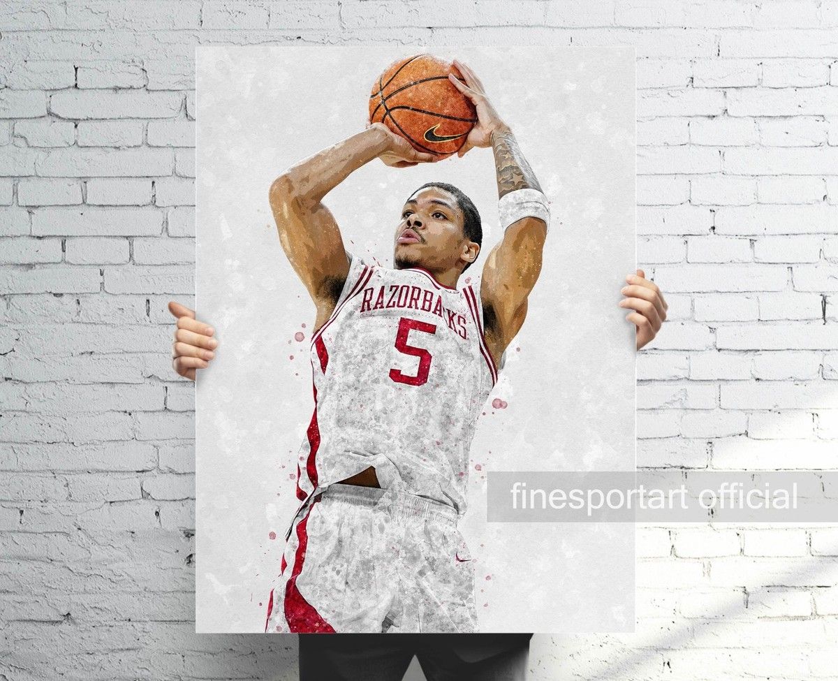 1200x975 Darius Acuff Jr. Canvas Wall Art / Poster Arkansas Basketball Print Fan Gift