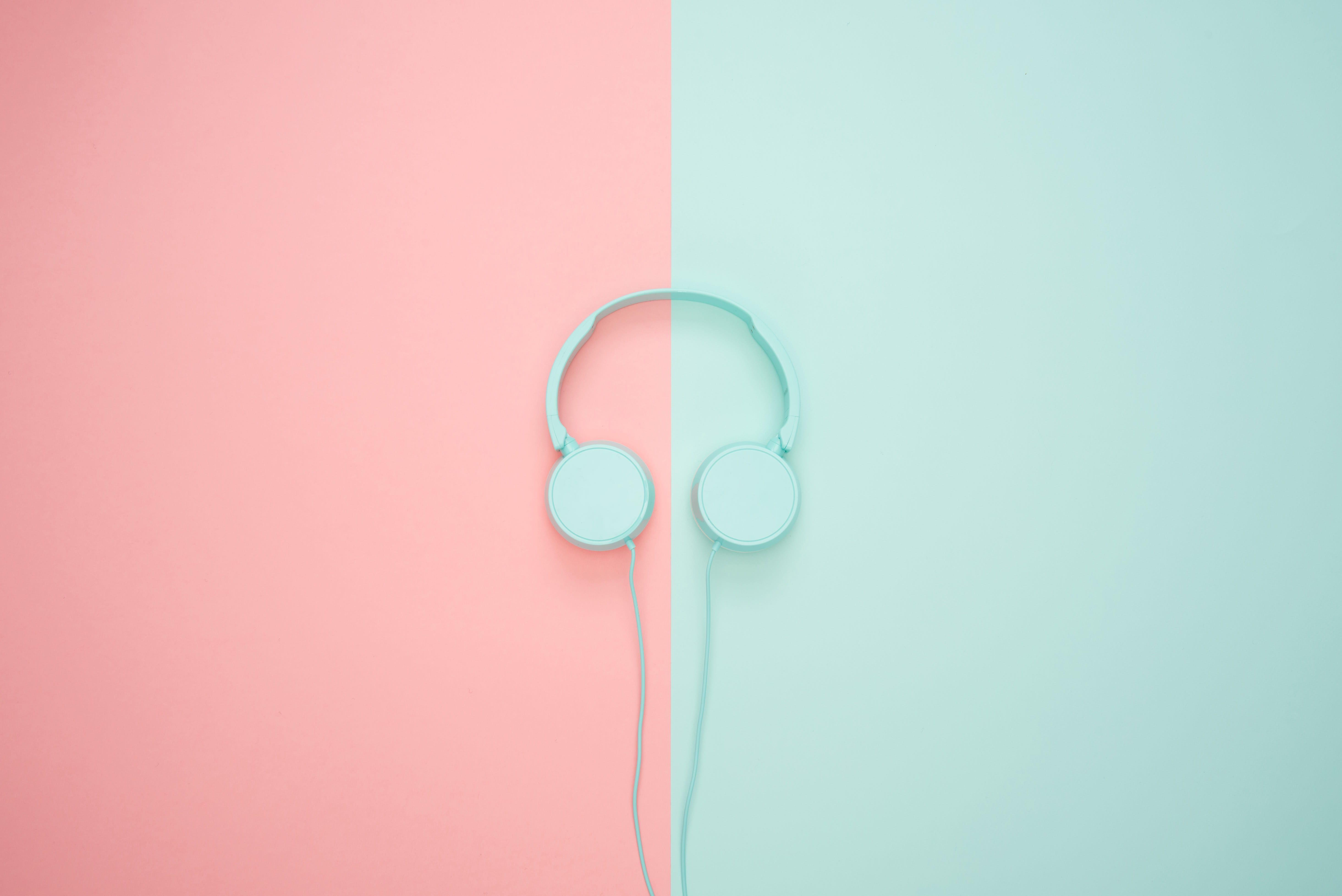 5856x3909 headphones #music pastel colors #blue #pink #minimal #music #colorful K # wallpaper #hdwal. iPhone wallpaper vintage, Cute wallpaper for phone, Laptop wallpaper
