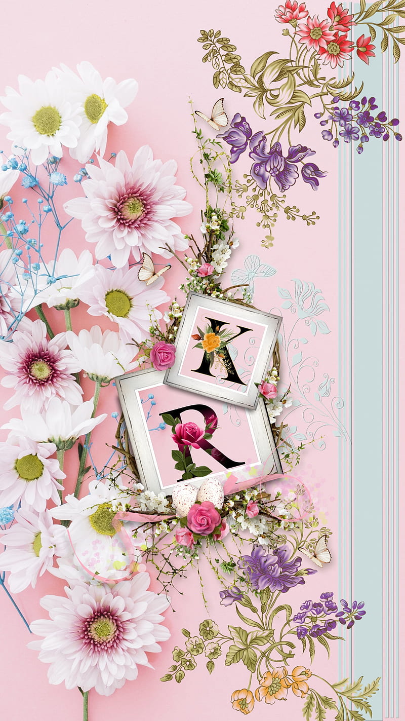 800x1423 Flowers latter R K, latter k, latter r, HD phone wallpaper