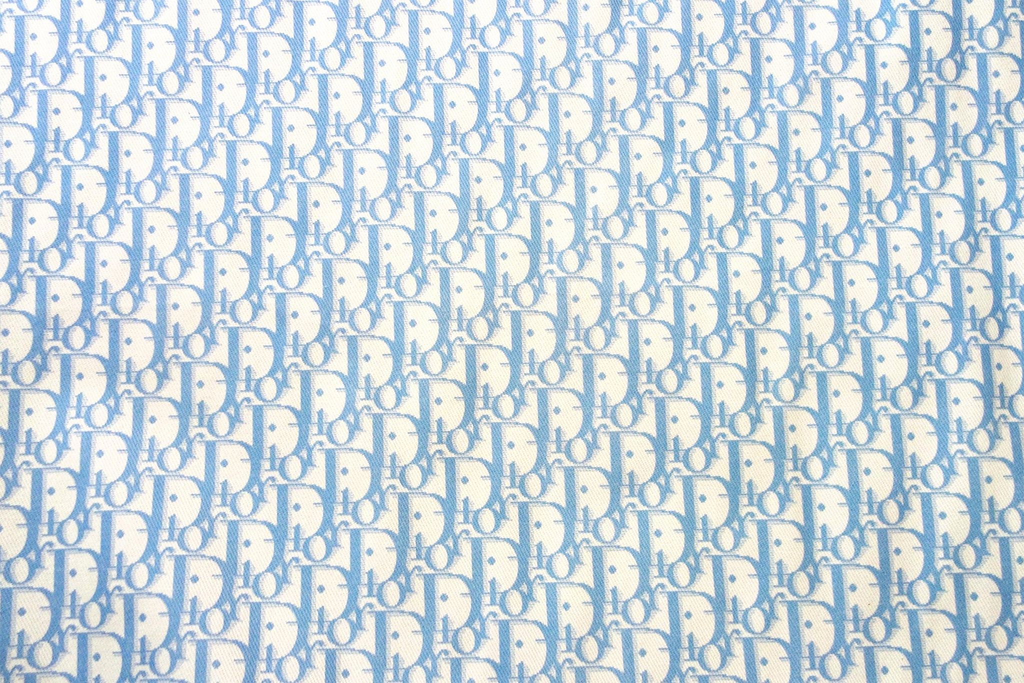 2048x1366 Blue CD monogram print on cotton fabric