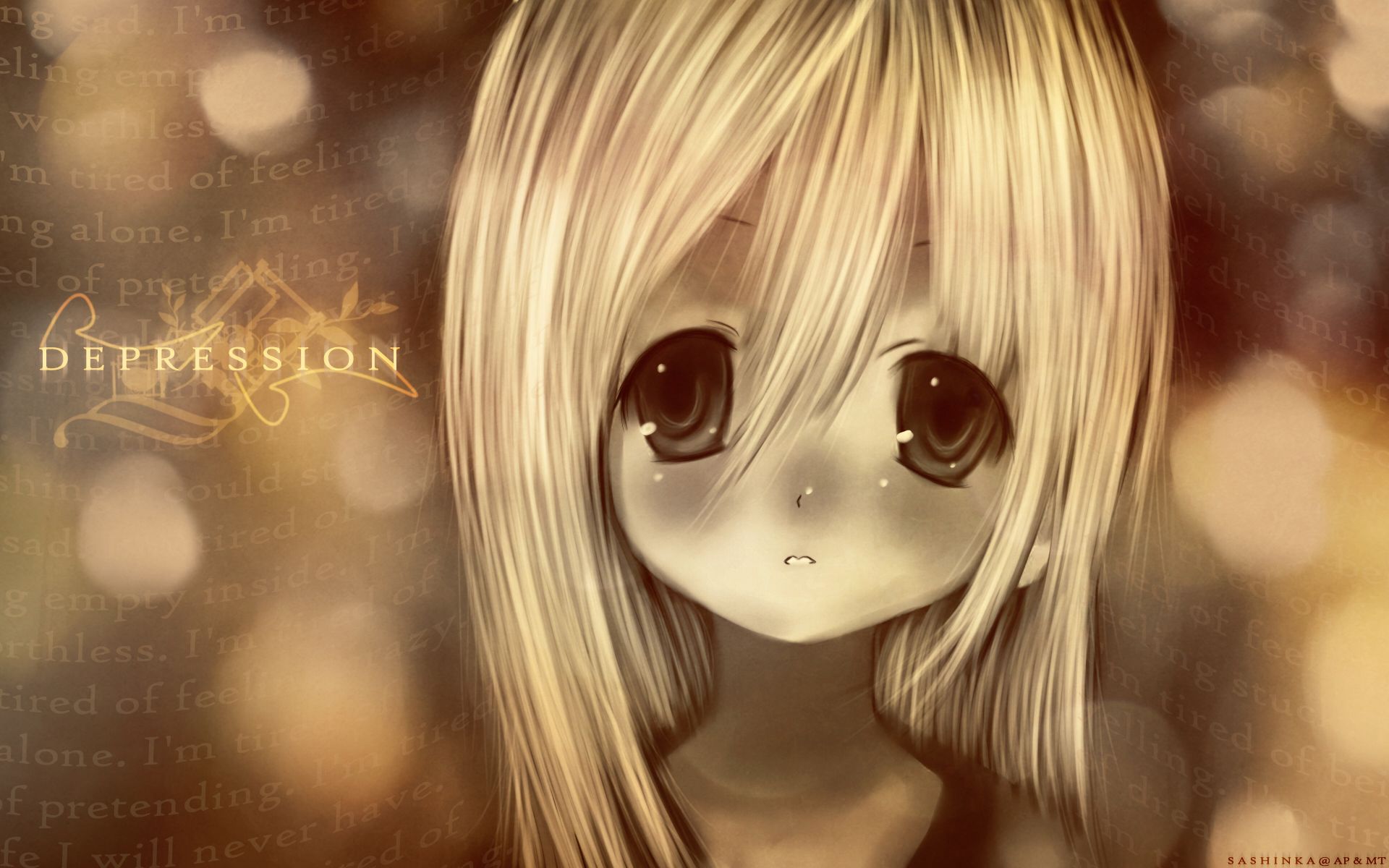 1920x1200 Original Anime HD: Melancholy Girl in Soft Focus