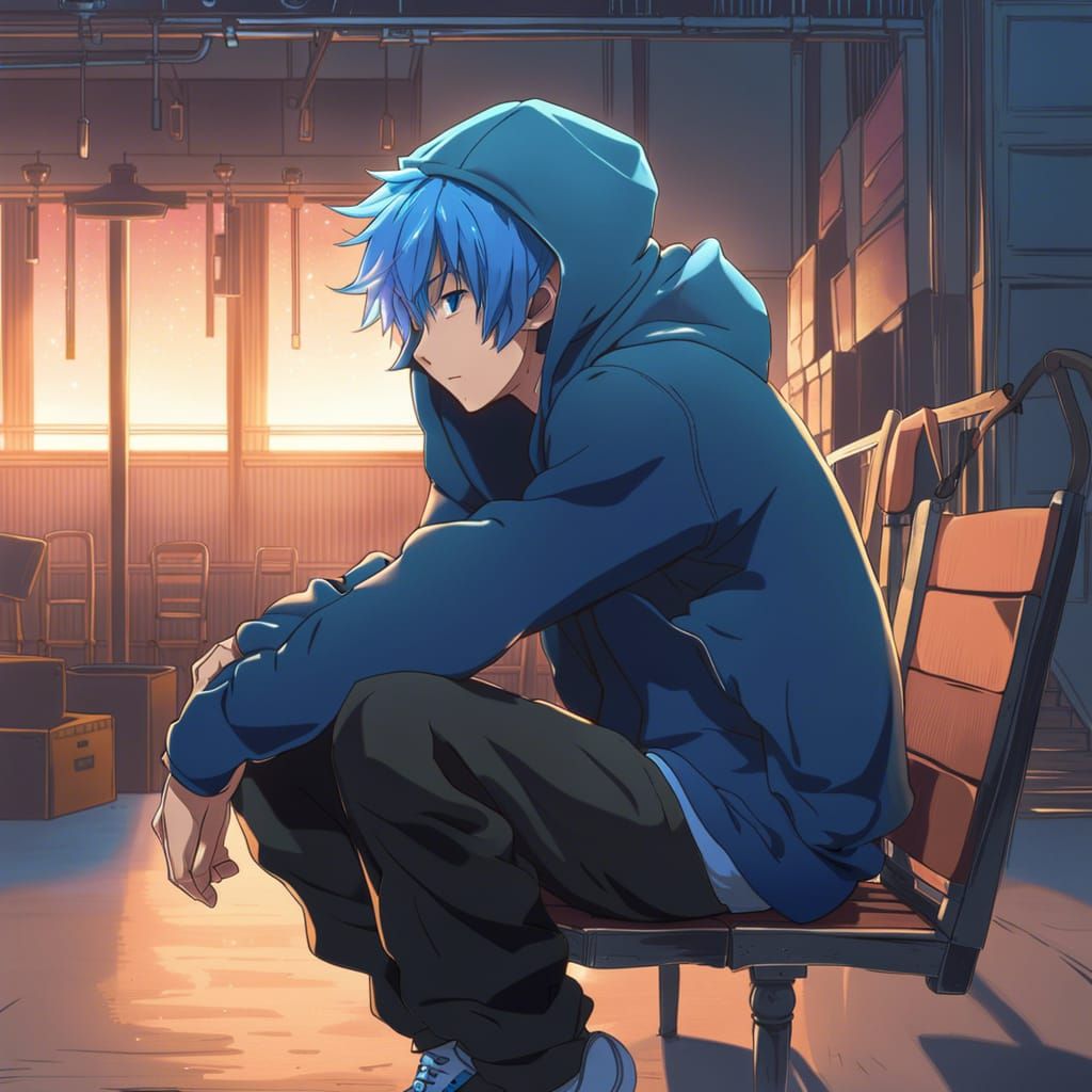 1024x1024 Tired Anime Boy Anime Boy in Manga Style