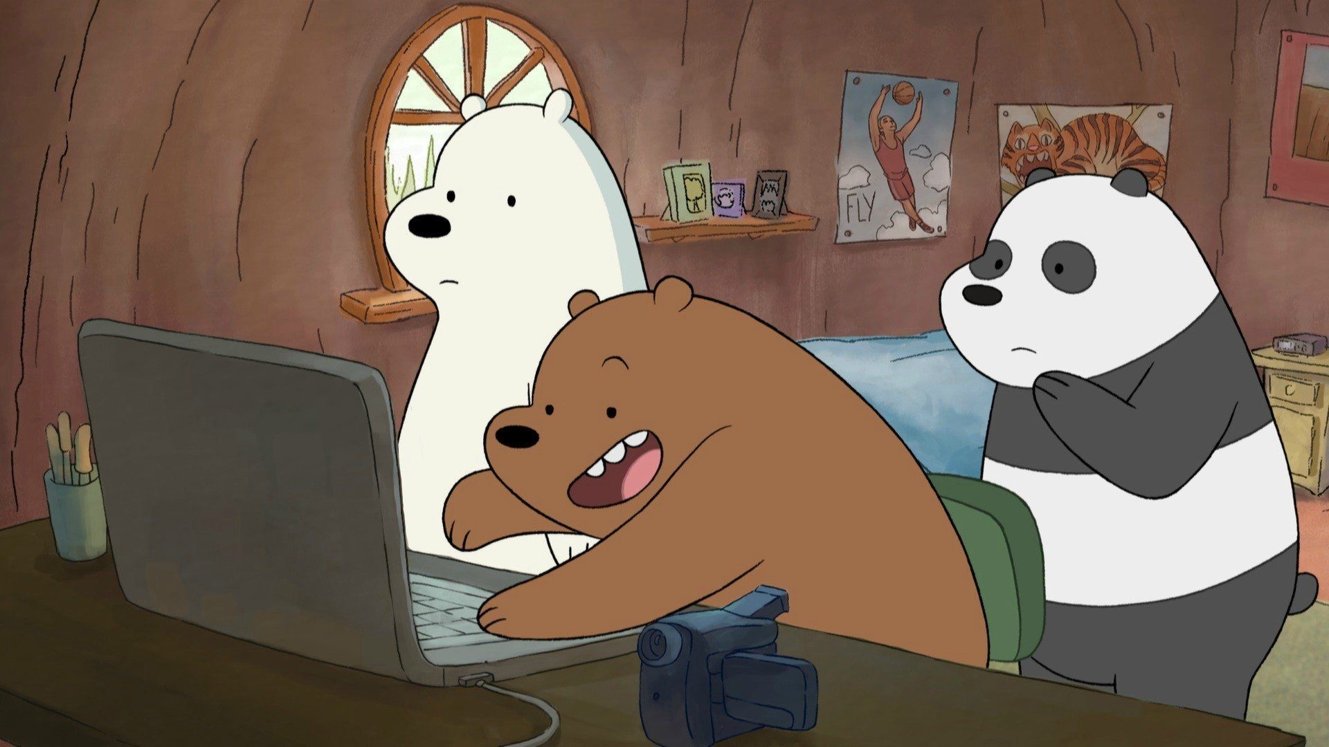1920x1080 Bear Using Laptop HD We Bare Bears Wallpaper