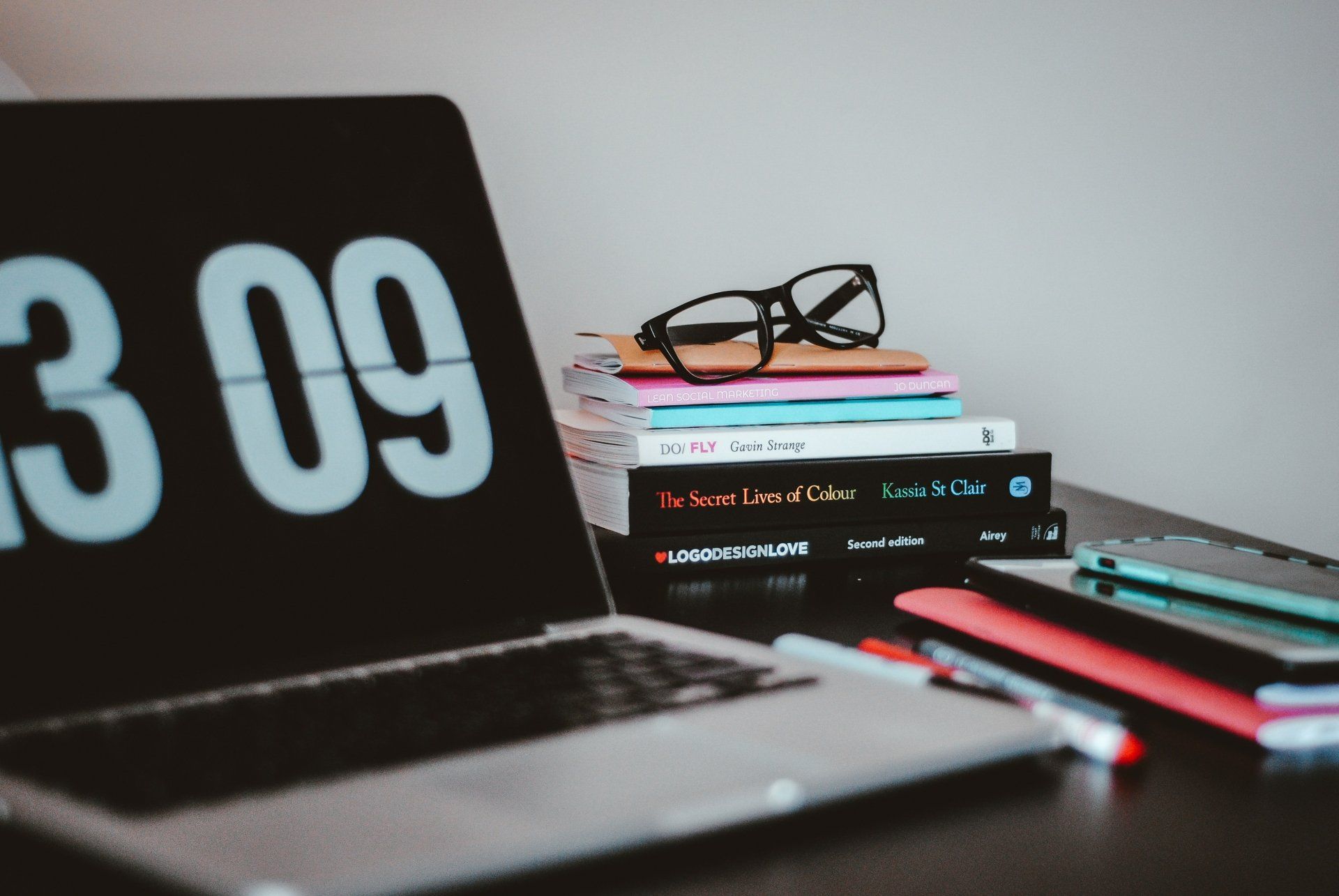 1920x1285 Tech Desk Harmony: Stylish Laptop Setup with Books and Accessories HD Wallpaper by Hello I'm Nikx2521