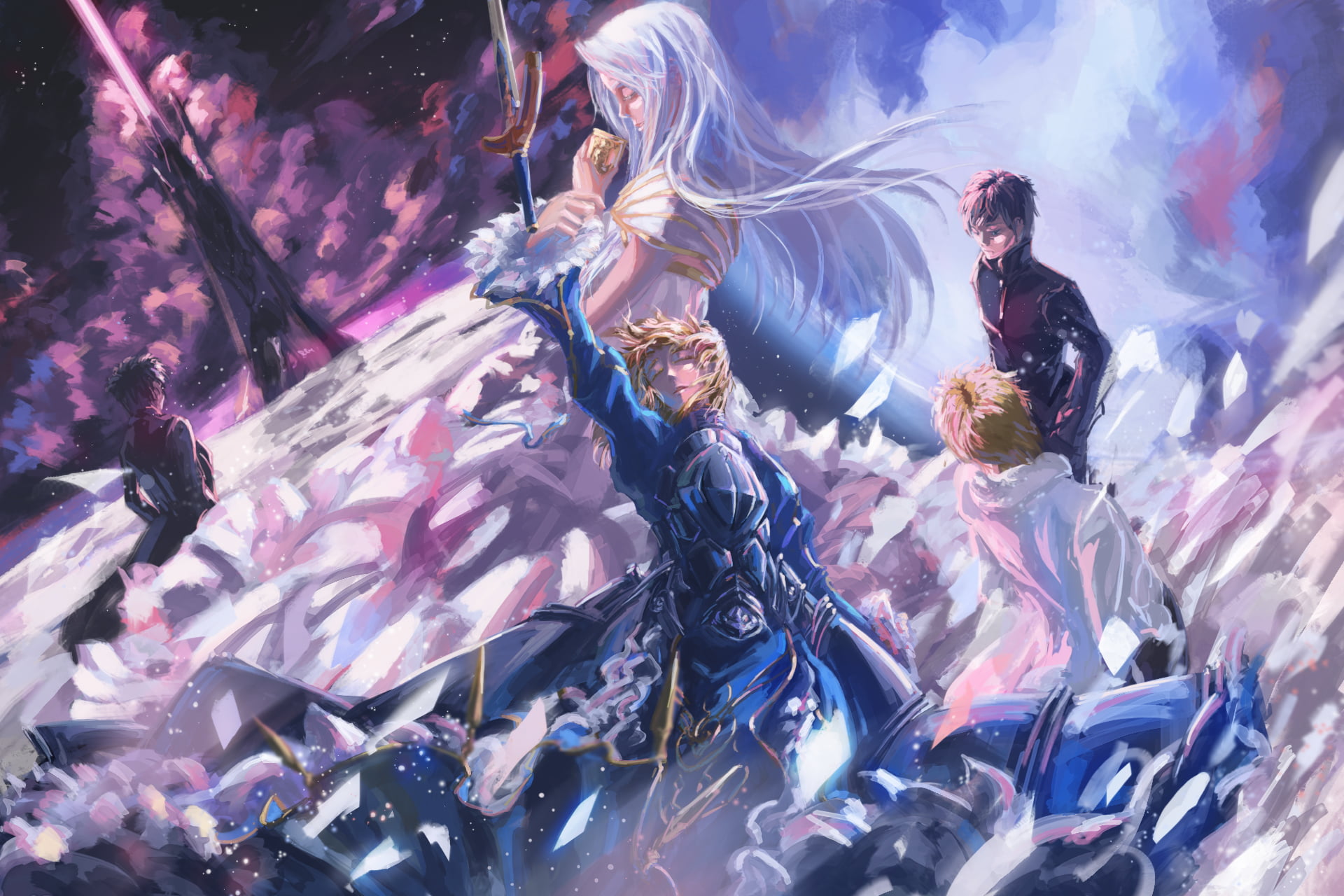 1920x1280 Three Person Anime Characters Illustration, Fate Series, Fate Zero, Irisviel Von Einzbern, Kiritsugu Emiya HD Wallpaper