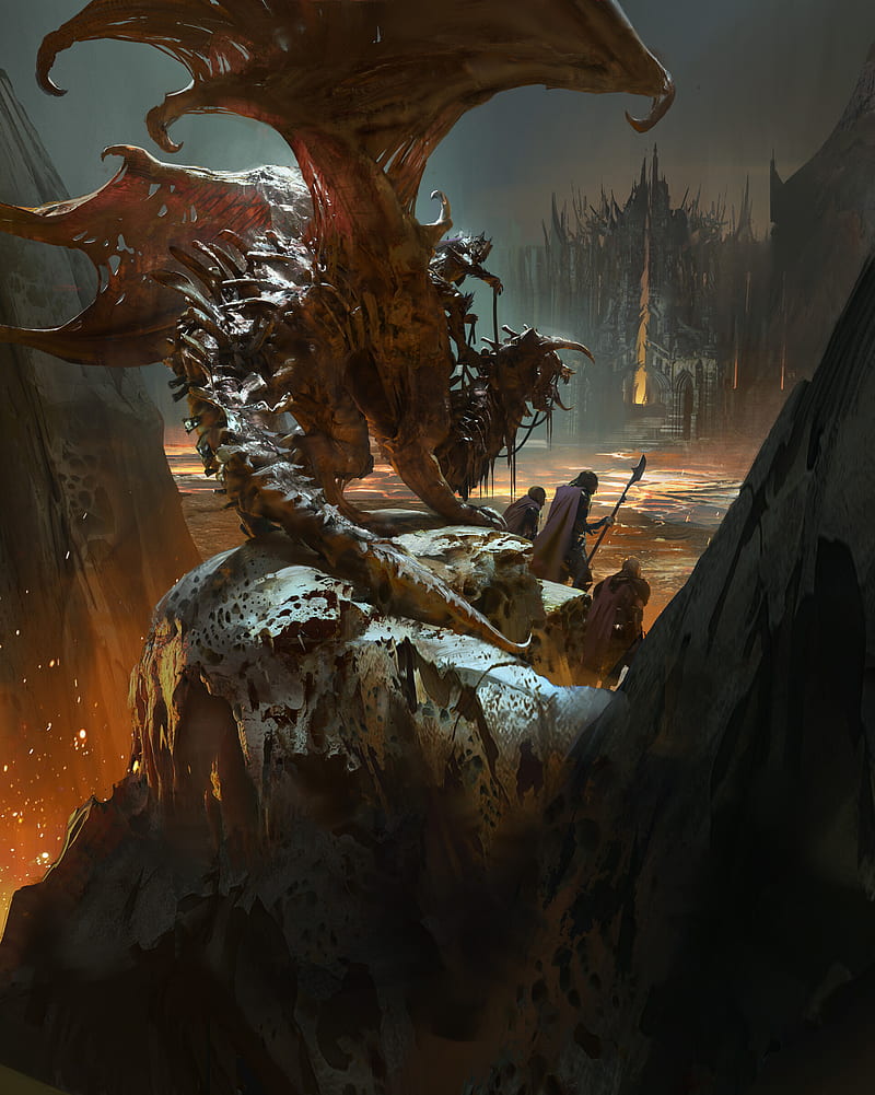 800x1001 Undead, dragon, ArtStation, fantasy art, artwork, creature, HD phone wallpaper